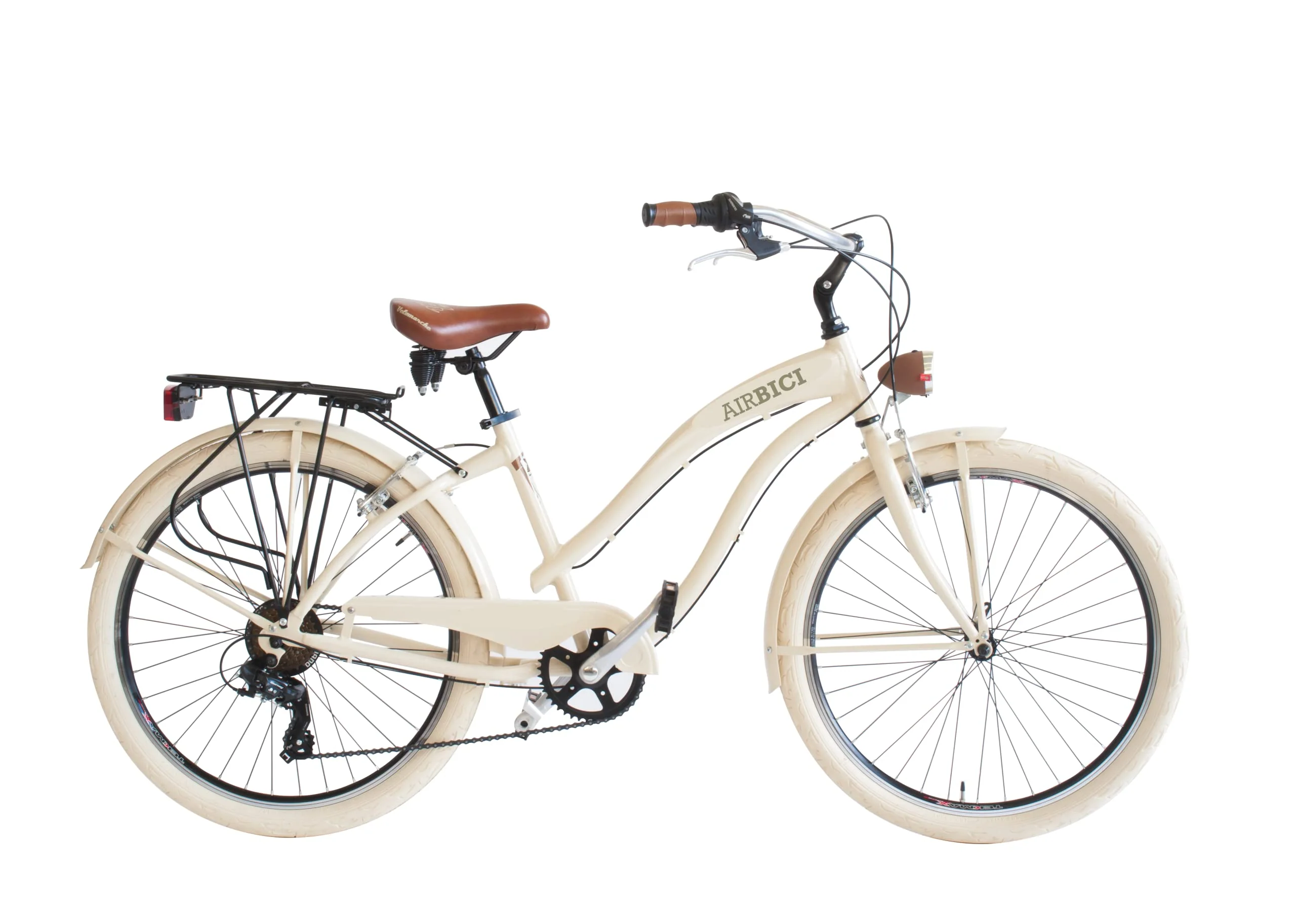 Airbici Fahrrad Beachcruiser Damen 26" Beige | City-Bike | BeachCruiser Bike 26 Zoll 6-Gang, Aluminiumrahmen, Schutzbleche, LED-Licht und Gepäckträger - Image 6