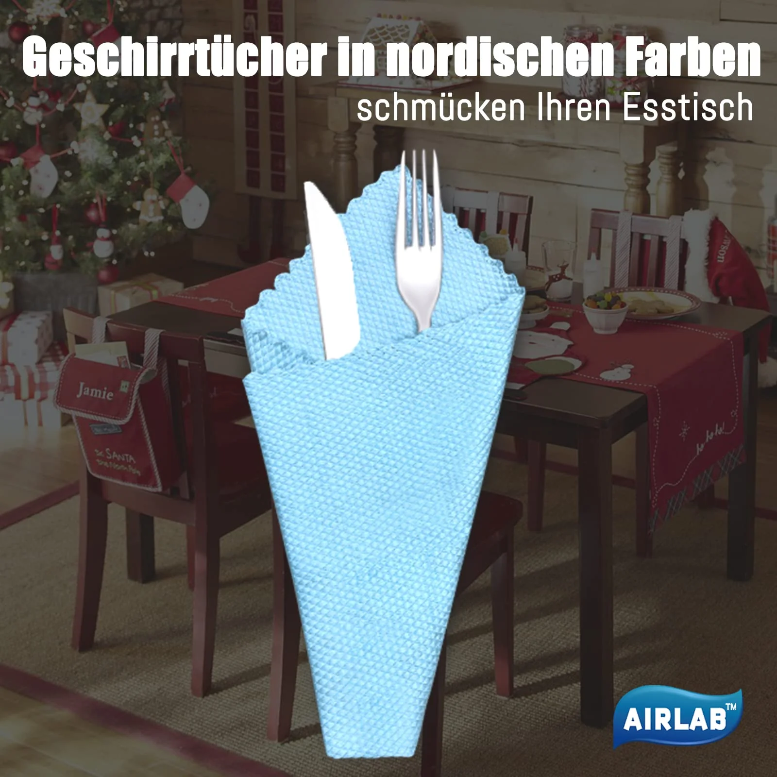 Airlab 8X Mikrofasertücher Putztücher, Nano Streifenfrei Fenstertuch Geschirrtücher, Fishscale Reinigungstücher für Auto, Fenster, Brille, Küche, Glas, Spiegel, Wasserhahn und Bad, 40x30 cm - Image 2