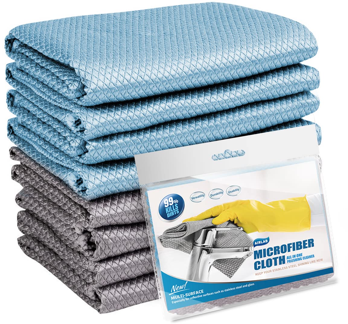 Airlab 8X Mikrofasertücher Putztücher, Nano Streifenfrei Fenstertuch Geschirrtücher, Fishscale Reinigungstücher für Auto, Fenster, Brille, Küche, Glas, Spiegel, Wasserhahn und Bad, 40x30 cm - Image 4