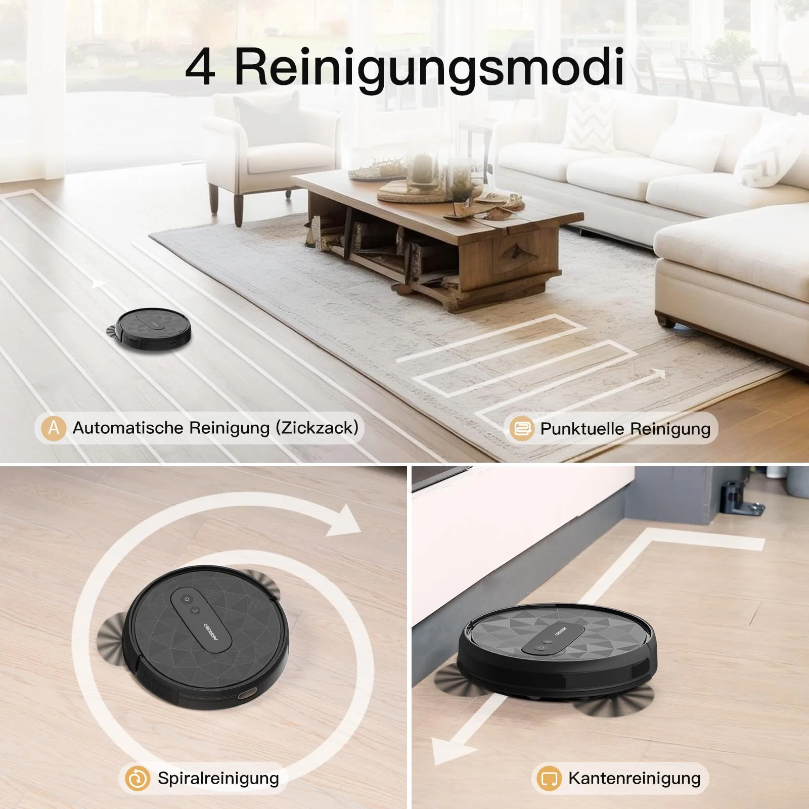 AIRROBO P20 Saugroboter, Roboter Staubsauger mit 2800Pa Saugkraft, Selbstaufladend, WLAN, 120 Minuten Laufzeit, Roboterstaubsauger für Teppiche, Tierhaare, Hartböden - Image 5