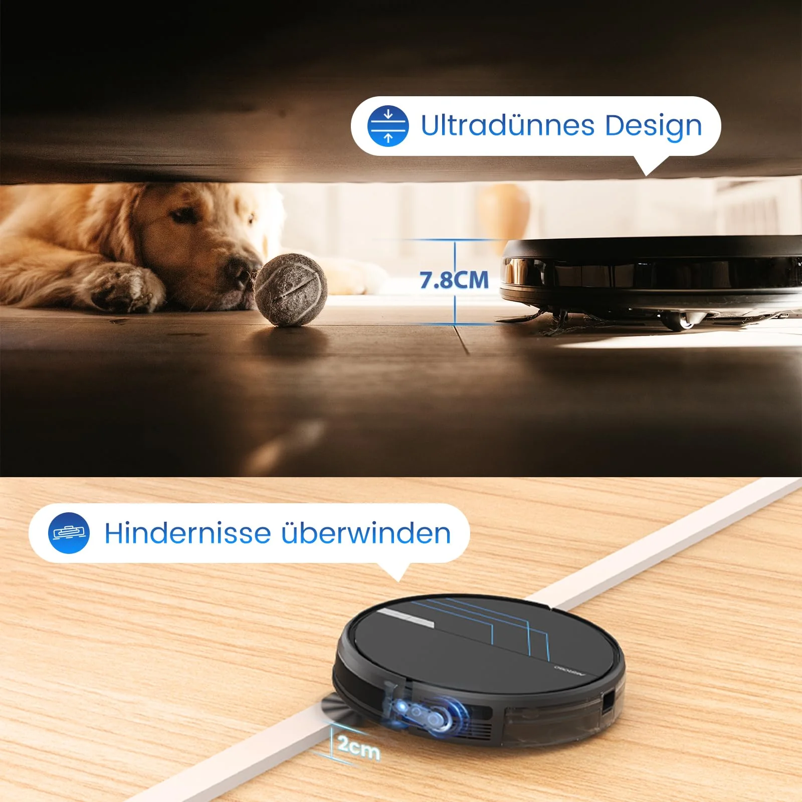 AIRROBO Saugroboter mit Wischfunktion, P30 Staubsauger Roboter, 3000Pa Saugkraft, 3 in 1 Roboterstaubsauger für Tierhaare, Teppich, Hartböden, Wischroboter mit Fernbedienung, 120Min Laufzeit - Image 8