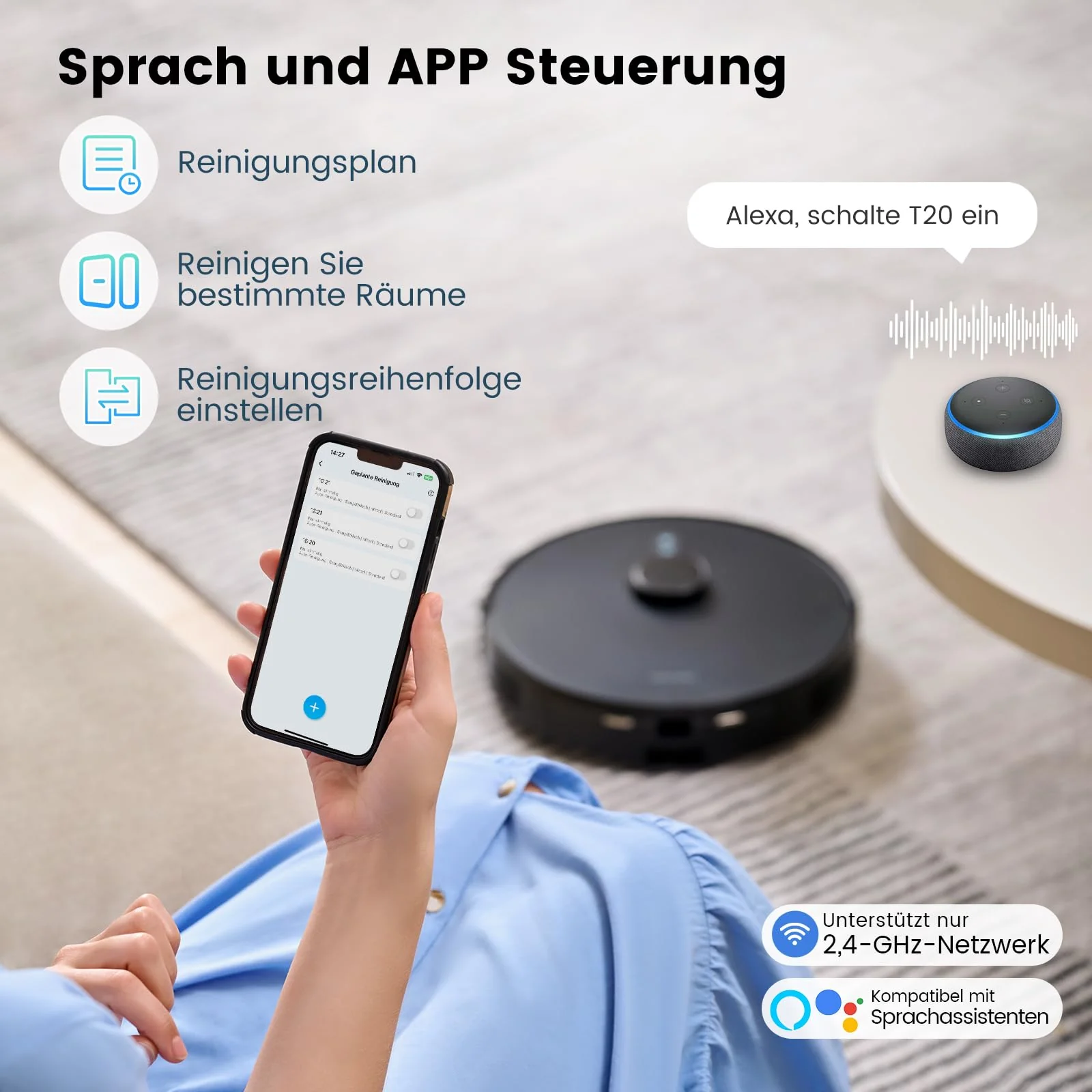 AIRROBO T20+ Saugroboter mit Wischfunktion, 3.5L Staubsauger Roboter mit Absaugstation, 180Min Laufzeit, LiDAR Navigation, Starke Saugkraft ideal für Teppich und Tierhaare, APP Steuerung - Image 3