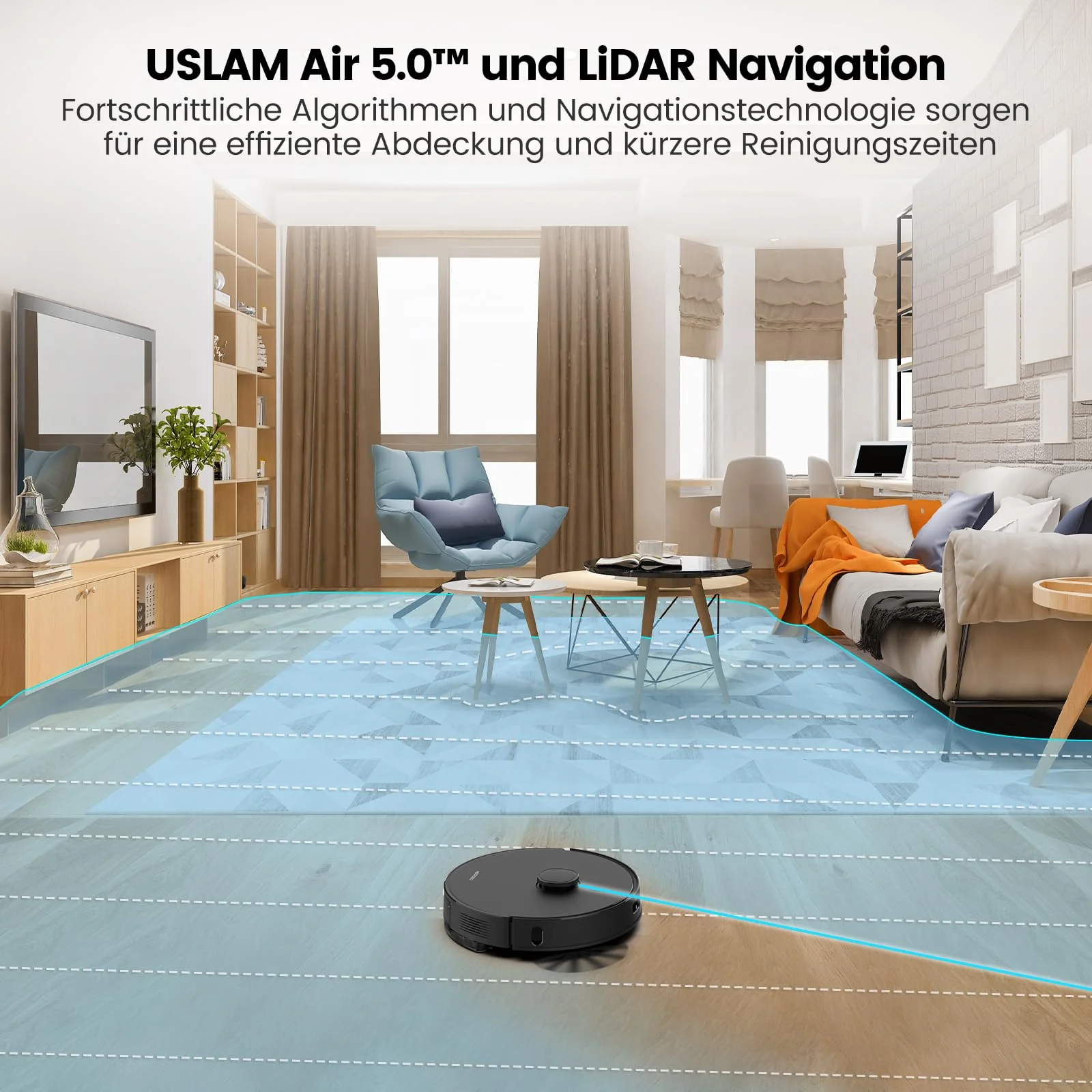 AIRROBO T20+ Saugroboter mit Wischfunktion, 3.5L Staubsauger Roboter mit Absaugstation, 180Min Laufzeit, LiDAR Navigation, Starke Saugkraft ideal für Teppich und Tierhaare, APP Steuerung - Image 4
