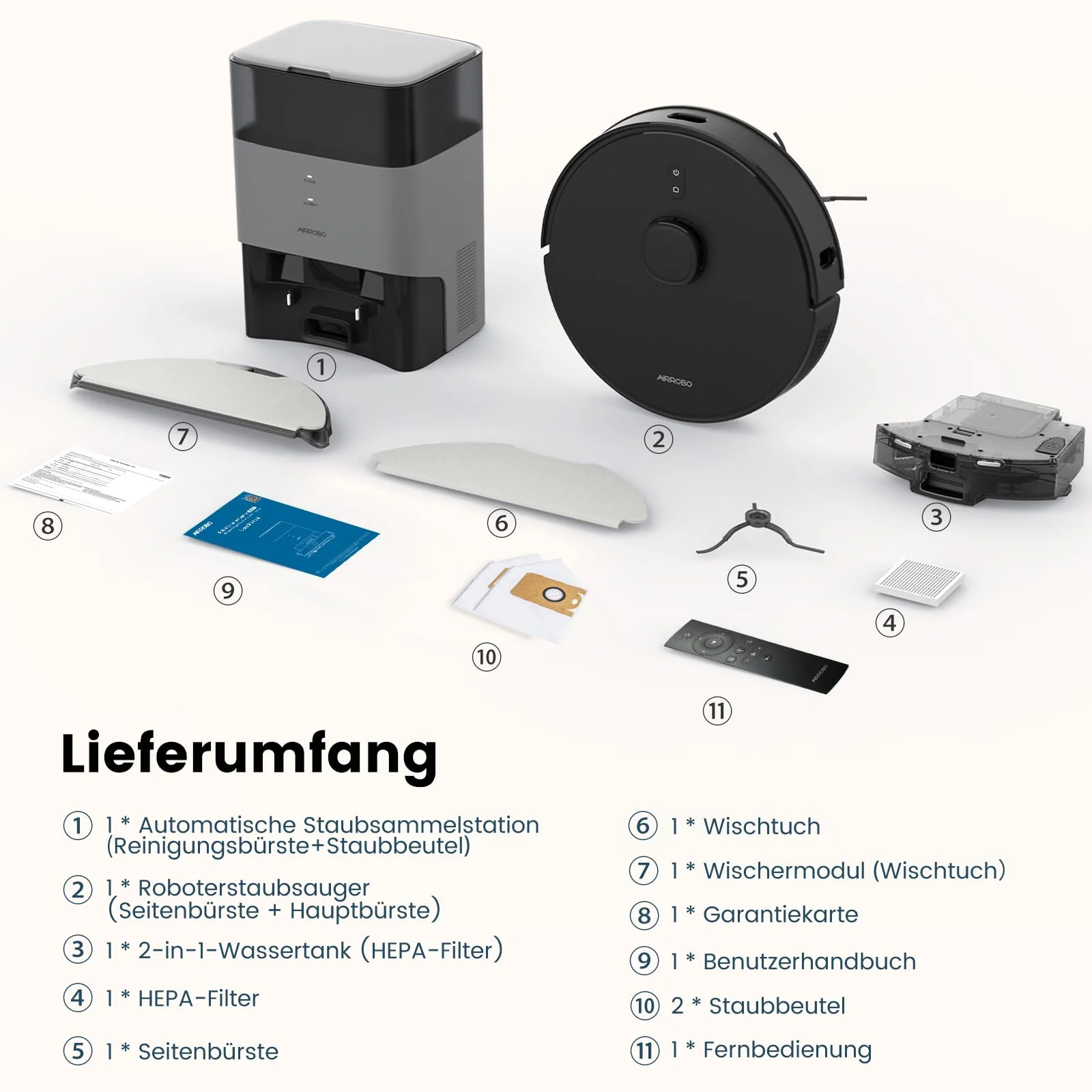AIRROBO T20+ Saugroboter mit Wischfunktion, 3.5L Staubsauger Roboter mit Absaugstation, 180Min Laufzeit, LiDAR Navigation, Starke Saugkraft ideal für Teppich und Tierhaare, APP Steuerung - Image 5
