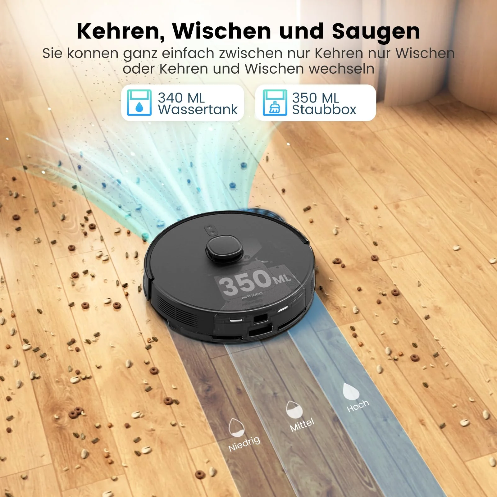 AIRROBO T20+ Saugroboter mit Wischfunktion, 3.5L Staubsauger Roboter mit Absaugstation, 180Min Laufzeit, LiDAR Navigation, Starke Saugkraft ideal für Teppich und Tierhaare, APP Steuerung - Image 7