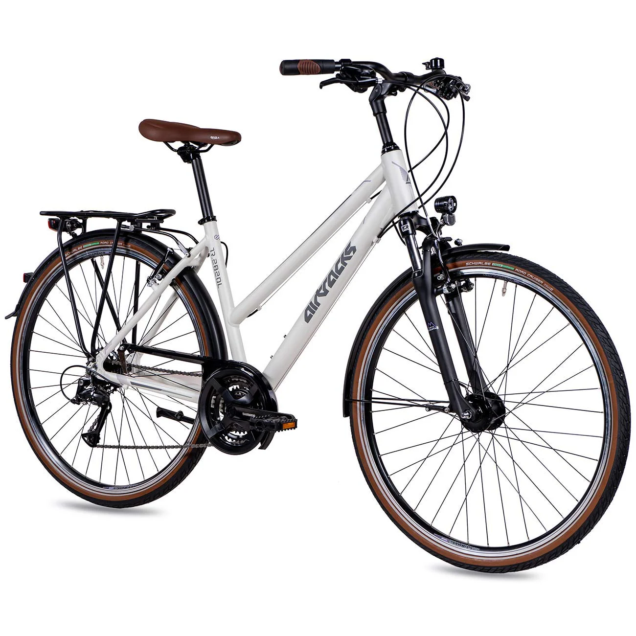 Airtracks Damen Trekking Fahrrad 28 Zoll Trekkingbike TR.2820L City Bike Trekkingrad Shimano ACERA RD-T3000 24 Gang Kettenschaltung Nabendynamo Weiß Matt Damen 48cm Körpergröße 155-170cm - Image 3