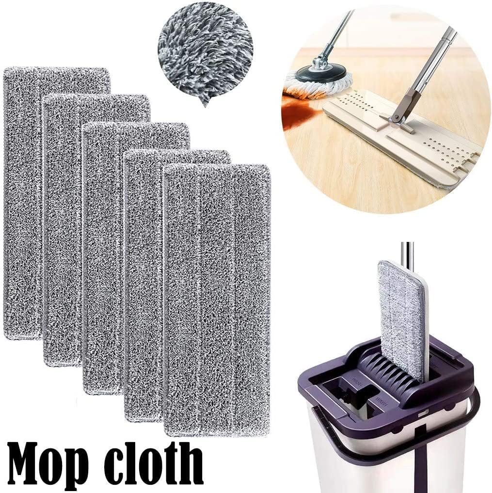 Aisoway Mop Eimer System, Eimer + Mopp +10Lappen, Mopp Set Mop Saugstarken Rotationseimer Edelstahl Wischmop Flexiblen Wischmopp Rotations Teleskopstiel Putzset 360°Drehbar Bodenwischer (E:10 Lappen) - Image 6