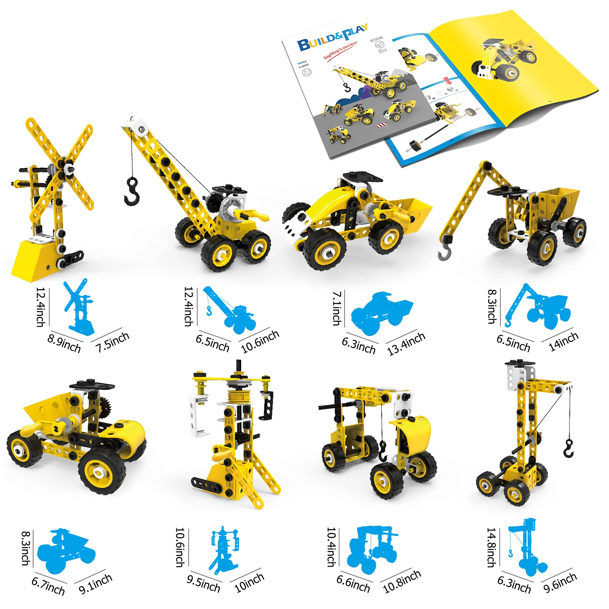 AIVIAI Konstruktionsspielzeug Spielzeug für Kinder ab 5 6 7 8 9 + Jahren, 100 Stück DIY STEM Bausteine Lernspielzeug Set, kreatives pädagogisches Bauspielzeug für Jungen & Mädchen Geschenk - Image 2