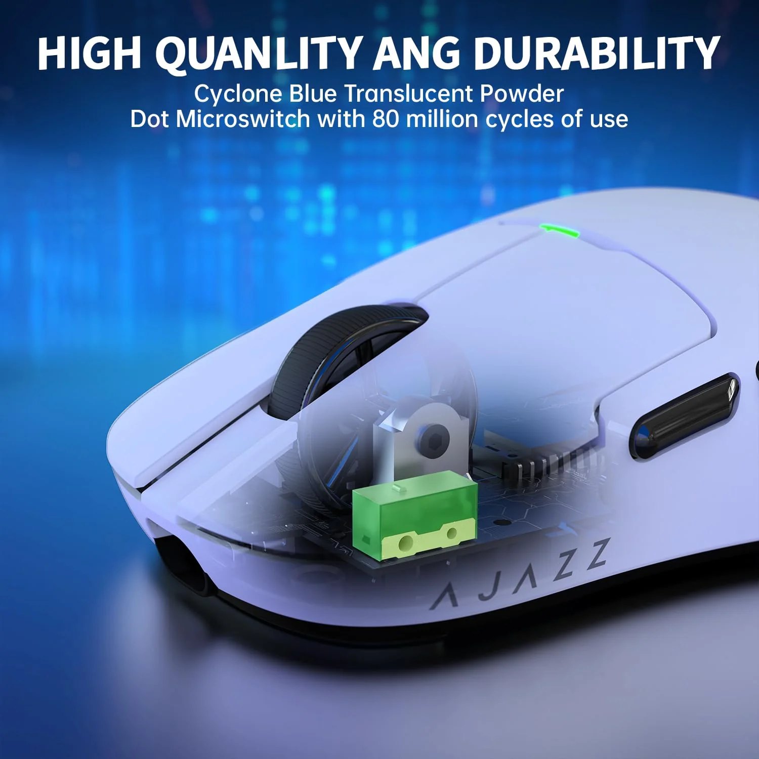 AJAZZ AJ159 Superlight Kabellose Gaming-Maus, Ultraleicht 56g, Pixart PAW3395 Sensor, Bis zu 26000 DPI, 2,4GHz/Kabelgebunden, 6 Programmierbare Tasten, 200 Stunden Akkulaufzeit, für PC/MAC (weiß) - Image 3