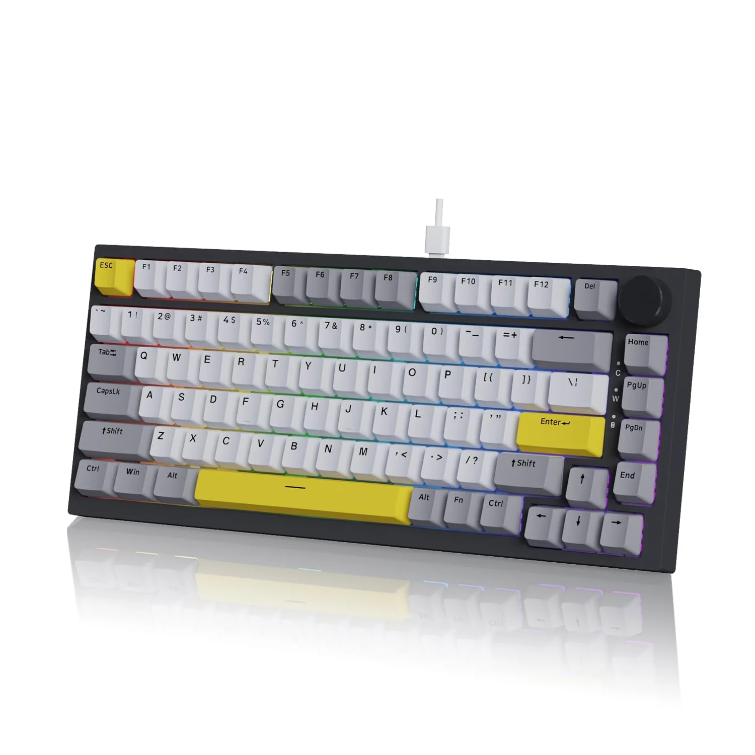 AJAZZ AK820 Kabelgebundene Mechanische Tastatur, Gaming-Tastatur, Südausrichtung RGB|Lautstärkeregler|82 Tasten|PBT-Tastenkappen|Poron Cotton|Hot-Swap-Fähiger, Custom Drivers für Windows MacOS Linux - Image 2