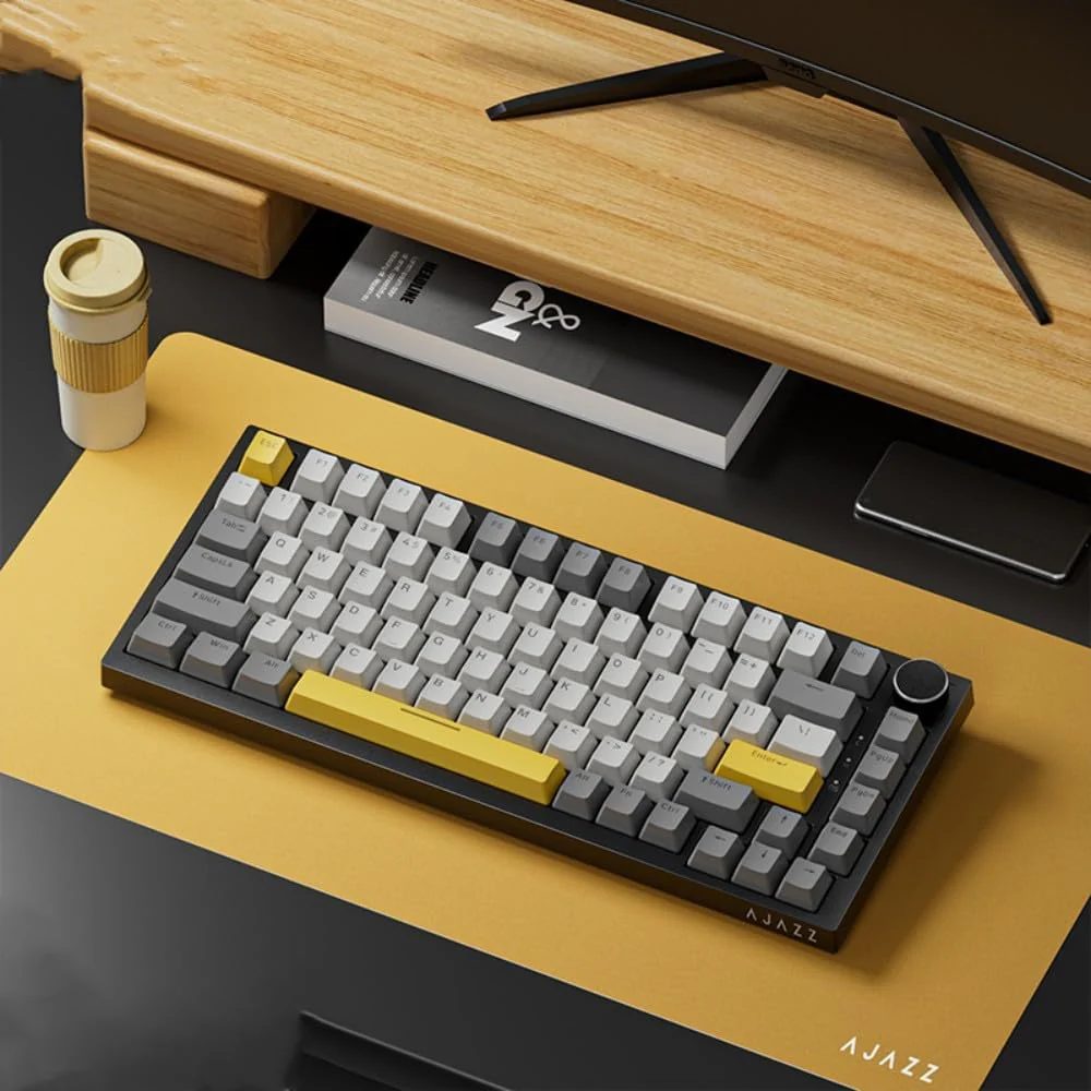 AJAZZ AK820 Kabelgebundene Mechanische Tastatur, Gaming-Tastatur, Südausrichtung RGB|Lautstärkeregler|82 Tasten|PBT-Tastenkappen|Poron Cotton|Hot-Swap-Fähiger, Custom Drivers für Windows MacOS Linux - Image 3
