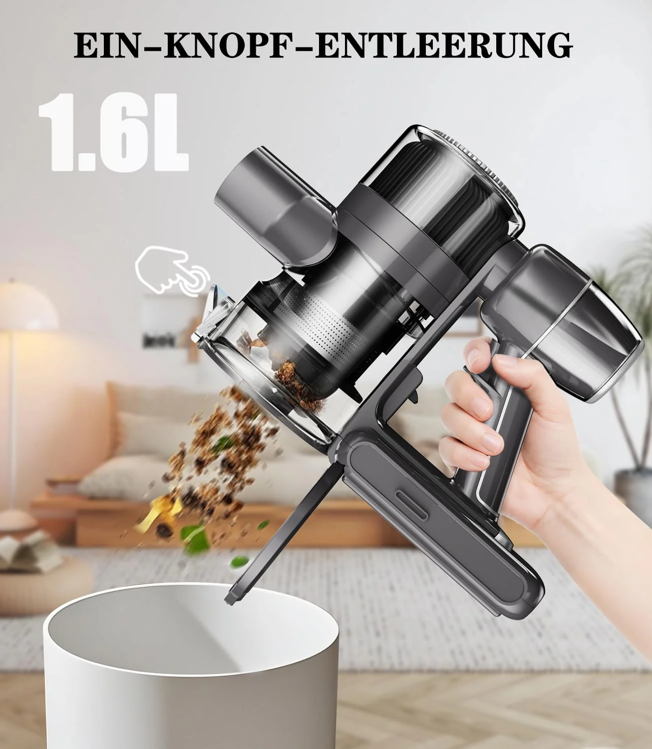 Akku Staubsauger Kabellos Akkustaubsauger Akkusauger - Kabelloser Stabstaubsauger Elektrische Sauger Kehrbesen mit Ladestation Cordless Vacuum Cleaner Für Tierhaare Teppich Beutellos Stielstaubsauger - Image 5