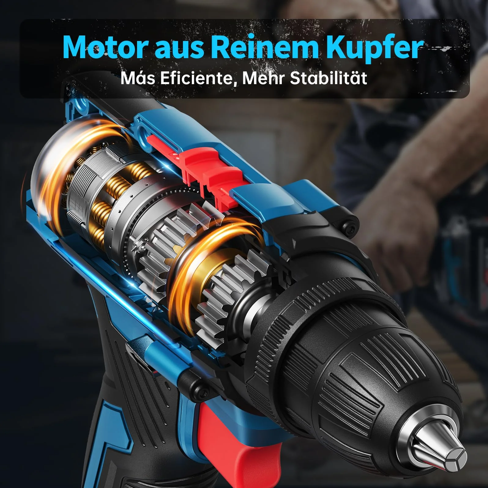 Akkuschrauber, 20V Akku Bohrschrauber Set mit 2 Akkus und 87 Zubehöre, Werkzeugkoffer, Akkubohrer 42Nm Max Drehmoment, 25+1 Drehmomentstufen, 2-Gang, 10mm Bohrfutter, Akku Bohrmaschine für Haus DIY