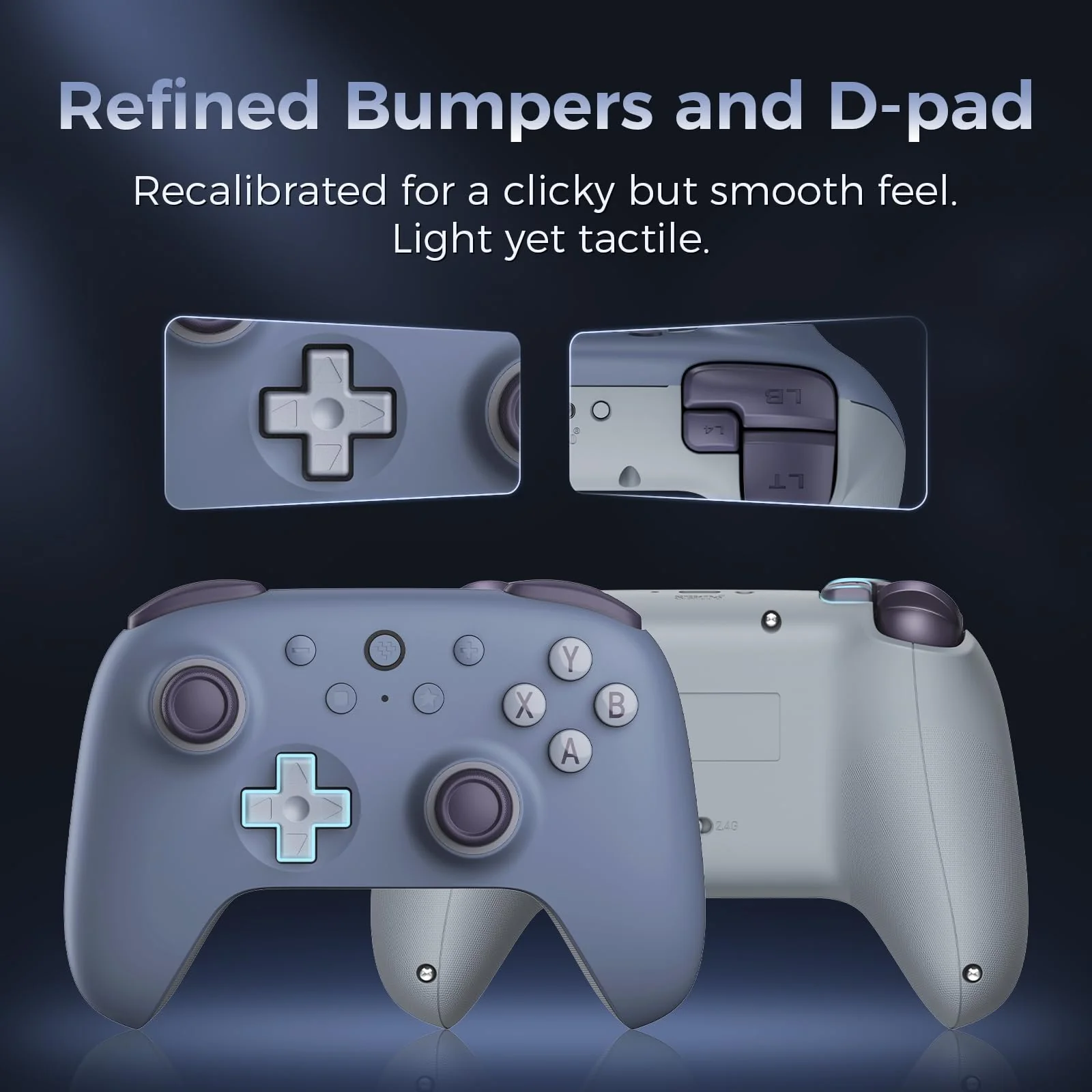 AKNES 8Bitdo Ultimate 2C 2.4G Wireless Controller für Windows PC und Android, mit Hall Effekt Joysticks und Hall Trigger, 1000Hz Polling Rate, und Remappable L4/R4 Bumpers (Blaubeere) - Image 6
