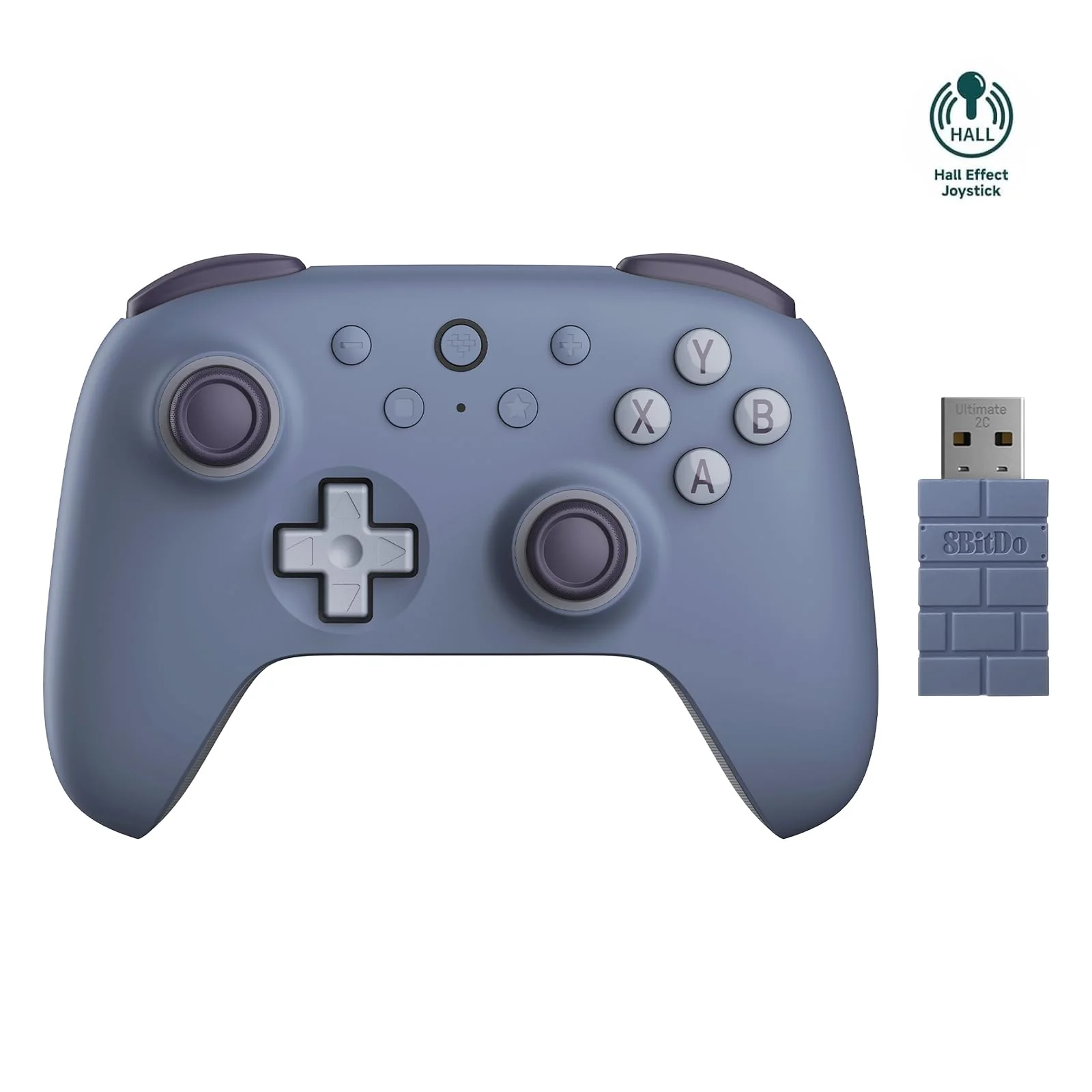 AKNES 8Bitdo Ultimate 2C 2.4G Wireless Controller für Windows PC und Android, mit Hall Effekt Joysticks und Hall Trigger, 1000Hz Polling Rate, und Remappable L4/R4 Bumpers (Blaubeere) - Image 7