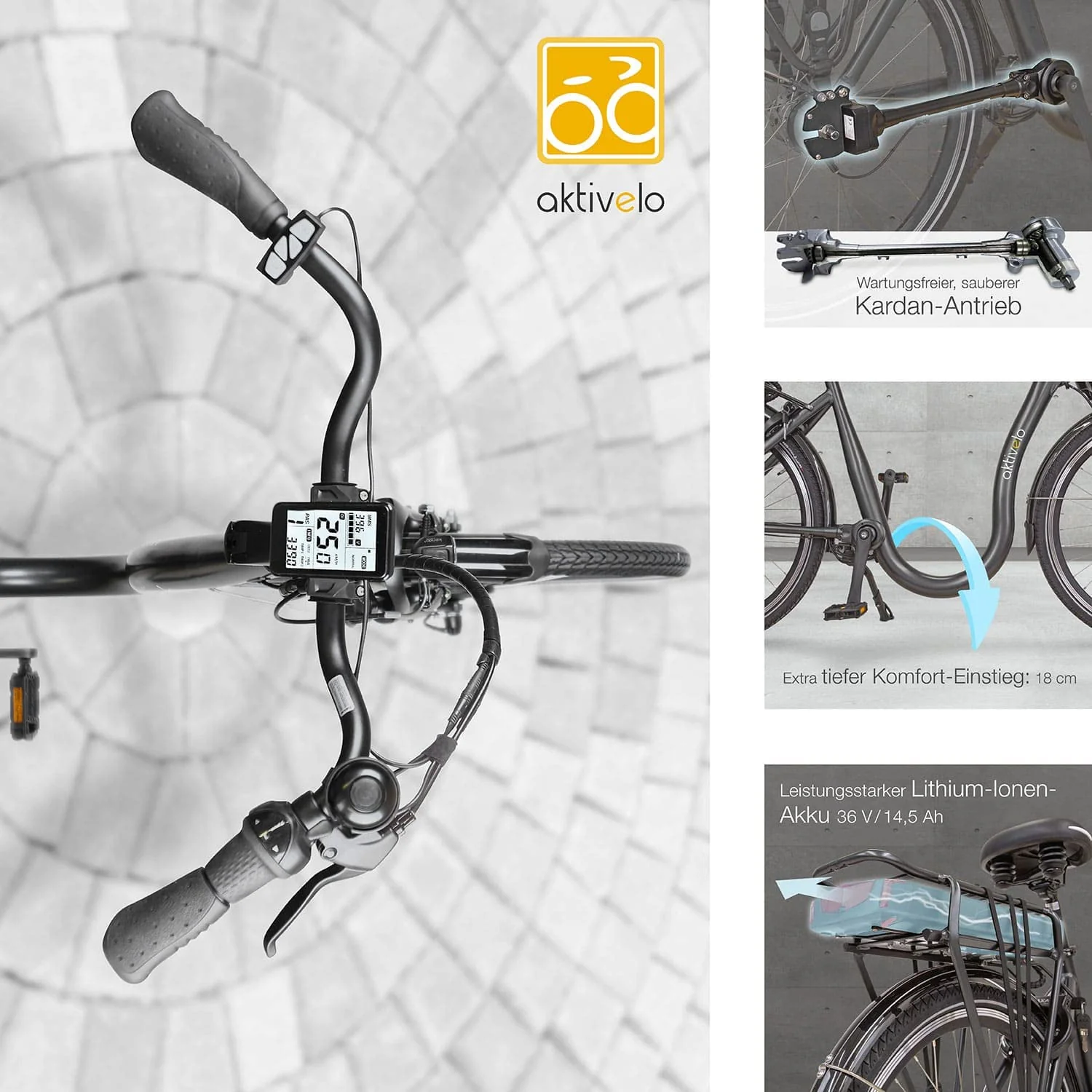 aktivelo Elektrofahrrad, Alu Tiefeinsteiger City E-Bike 26 Zoll, Shimano 7 Gang Nexus Nabenschaltung, Abnehmbar 36V 14,5Ah 522Wh Akku, 25 km/h bis 110 km, für Damen und Herren - Image 3