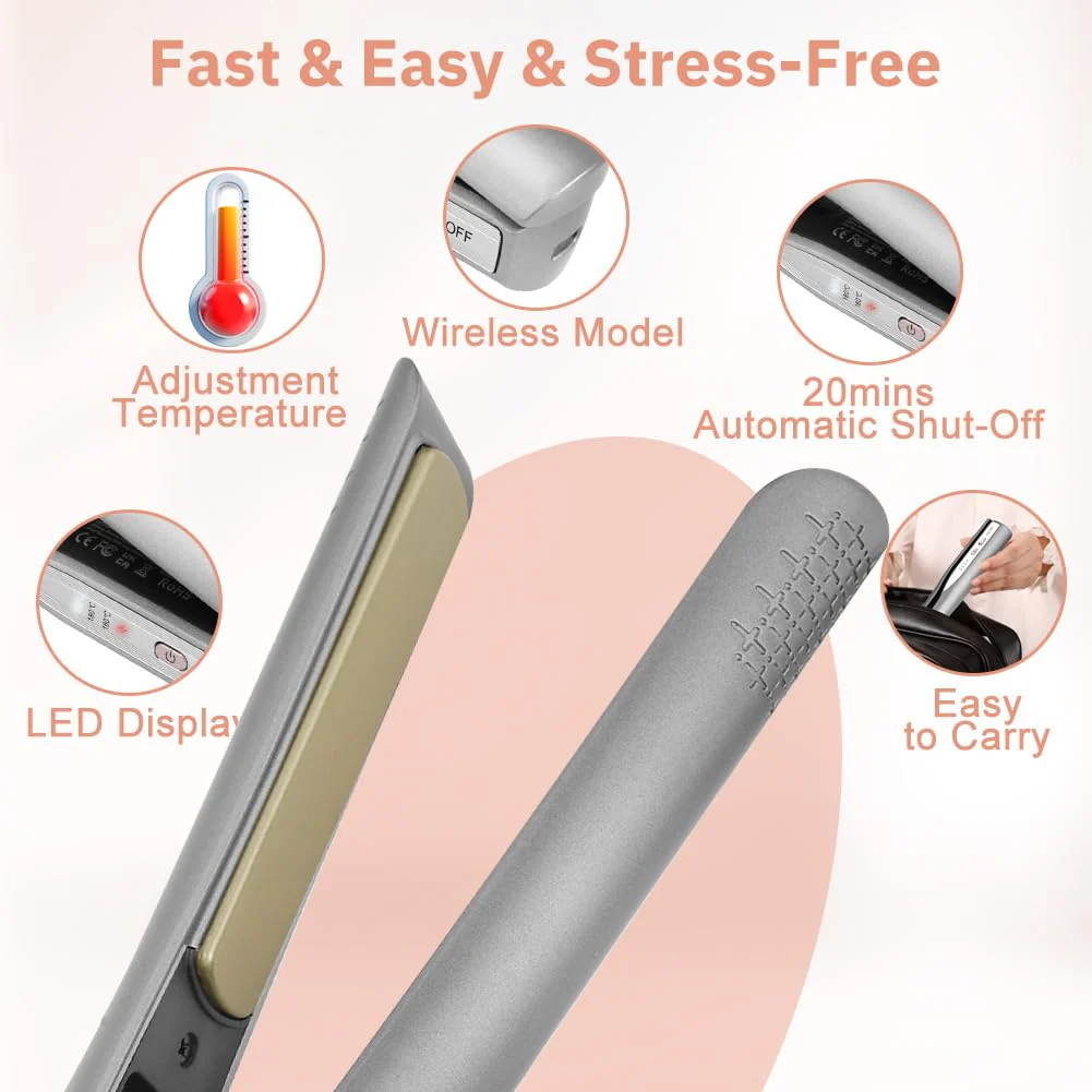 Alaoo Glätteisen Haarglätter,Verbesserte Version Ceramic Straight für Glatte & Glänzende Haare,Haarglätter Glätteisen Professioneller,2 in 1 Glätteisen Ideal Zum Glätten & Stylen von Locken und Wellen - Image 7