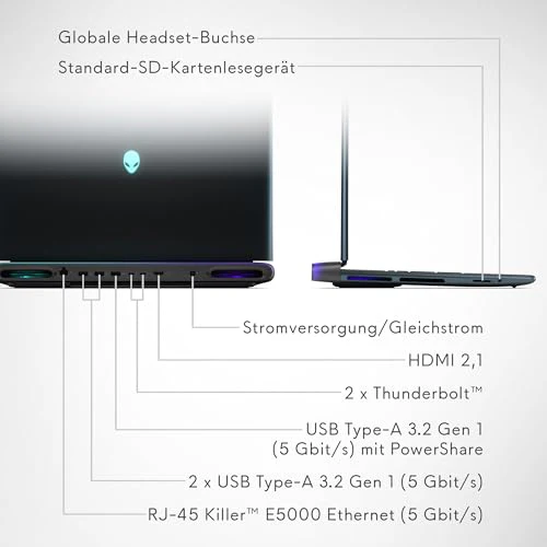 Alienware 18 Area-51 Gaming Laptop 18 Inch QHD+ 300Hz G-Sync, Intel Core Ultra 9 275HX, NVIDIA GeForce RTX 5080, 32GB DDR5 RAM, 2TB SSD, Windows 11 Home, Cryo-tech, AlienFX RGB QWERTZ - Liquid Teal - Image 7