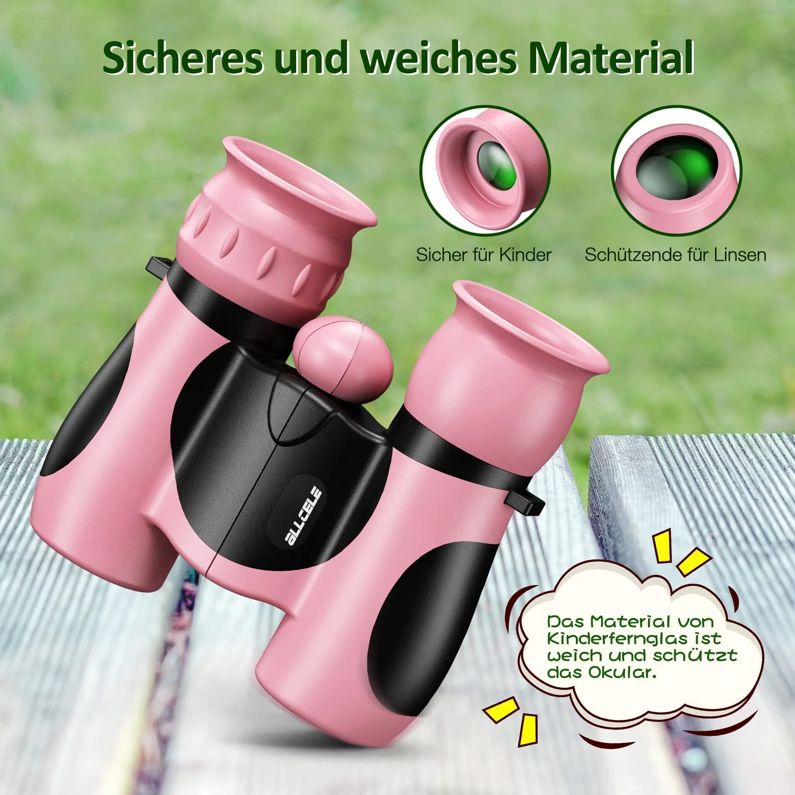 ALLCELE Fernglas für Kinder, Kinderfernglas mit starker Vergrößerung 8 x 21, Outdoor Exploration Ferngläser Spielzeug für Junge Mädchen ab 3-12 Jahre. - Image 3