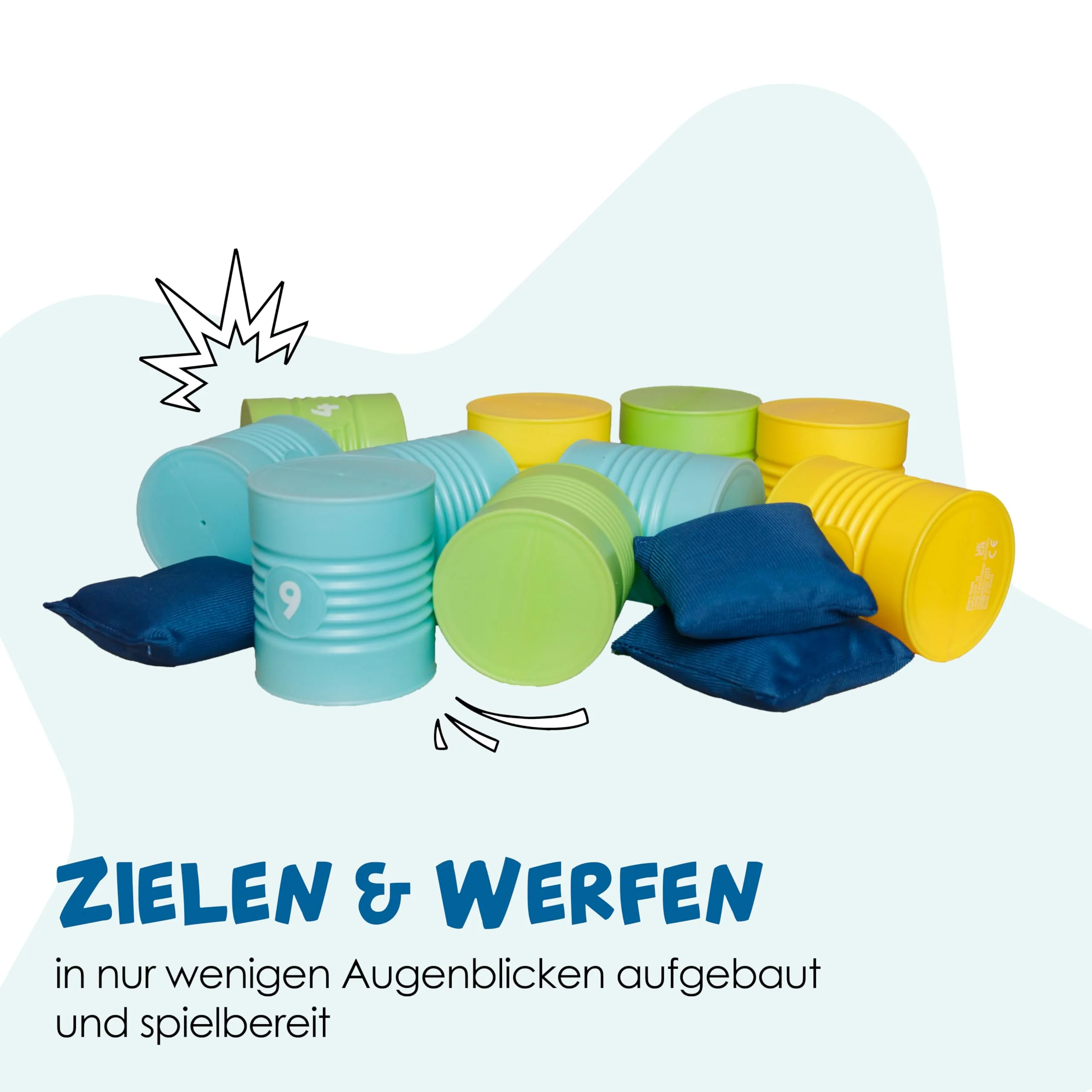 alldoro 60069 Dosenwerfen, Dosen-Wurfspiel, 10 nummerierte Kunststoff-Dosen & 3 Wurfsäckchen, für Kindergeburtstag & Party - Image 6