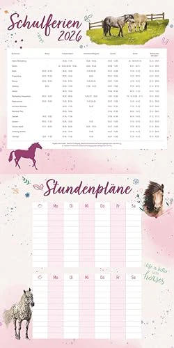 Alpha Edition - Pferdefreunde Kalender 2026 – Broschürenkalender 30×30 cm mit Pferde- & Ponyfotos von Christiane Slawik, Kinderkalender mit Stundenplänen, Ferientabelle & Extra-Spiel - Image 2