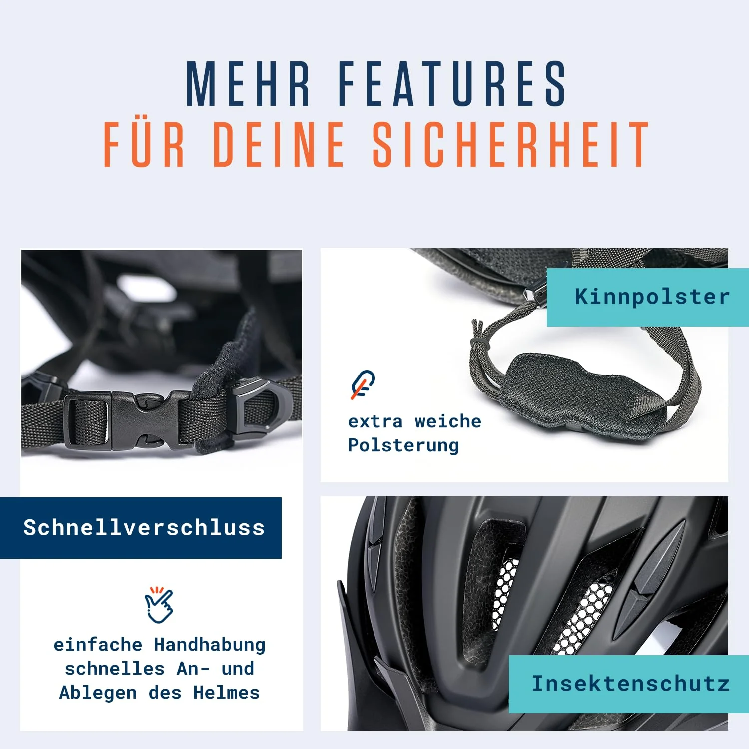 Alphatrail Fahrradhelm Ben - Sicher, Komfortabel & Leicht - Größe 55-61cm Schwarz - Allround, MTB, Trekking, City & E-Bike - Atmungsaktiver Fahrrad Helm Damen & Herren mit Insektenschutz, Kinnpolster - Image 2