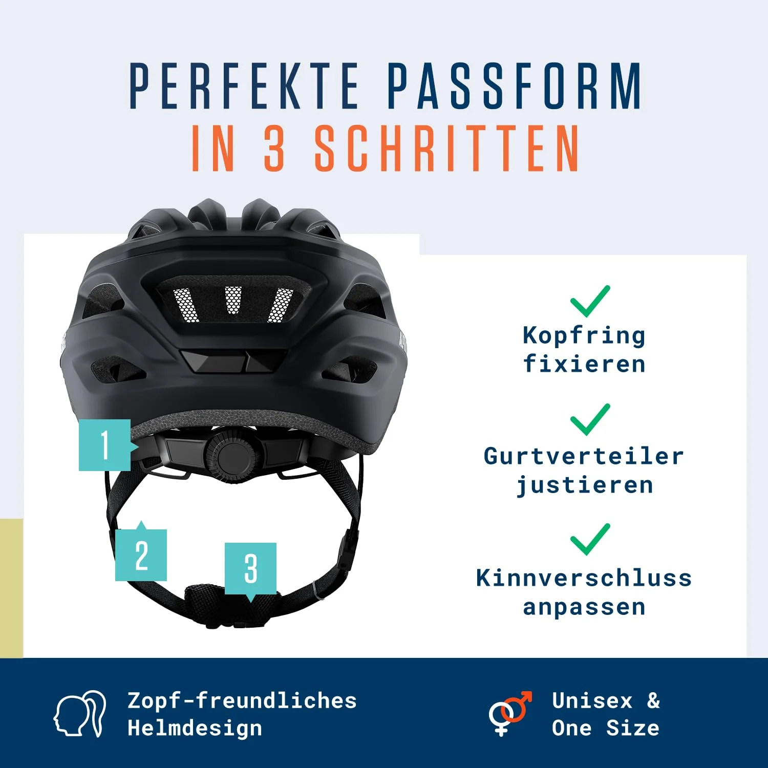 Alphatrail Fahrradhelm Ben - Sicher, Komfortabel & Leicht - Größe 55-61cm Schwarz - Allround, MTB, Trekking, City & E-Bike - Atmungsaktiver Fahrrad Helm Damen & Herren mit Insektenschutz, Kinnpolster - Image 3