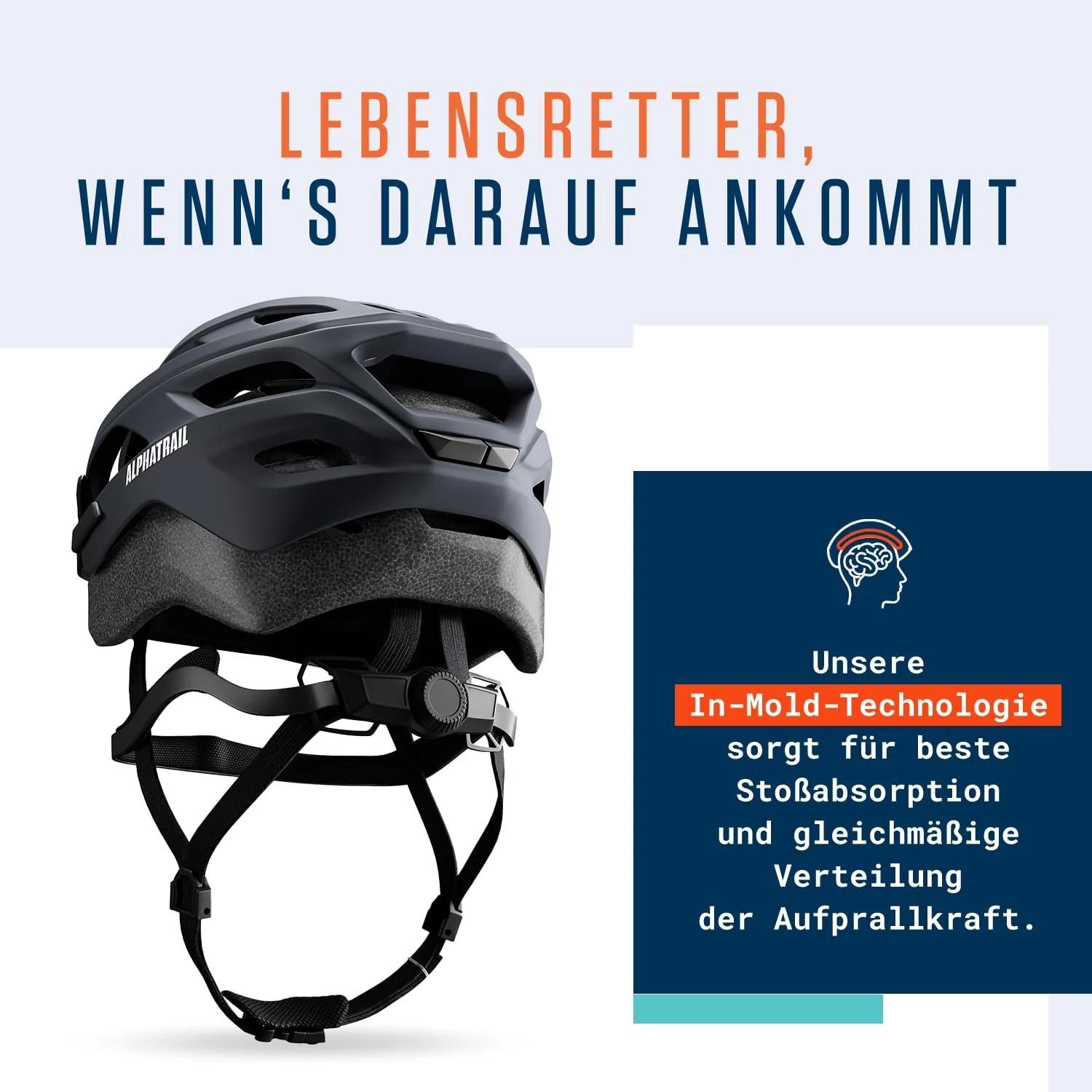 Alphatrail Fahrradhelm Ben - Sicher, Komfortabel & Leicht - Größe 55-61cm Schwarz - Allround, MTB, Trekking, City & E-Bike - Atmungsaktiver Fahrrad Helm Damen & Herren mit Insektenschutz, Kinnpolster - Image 4