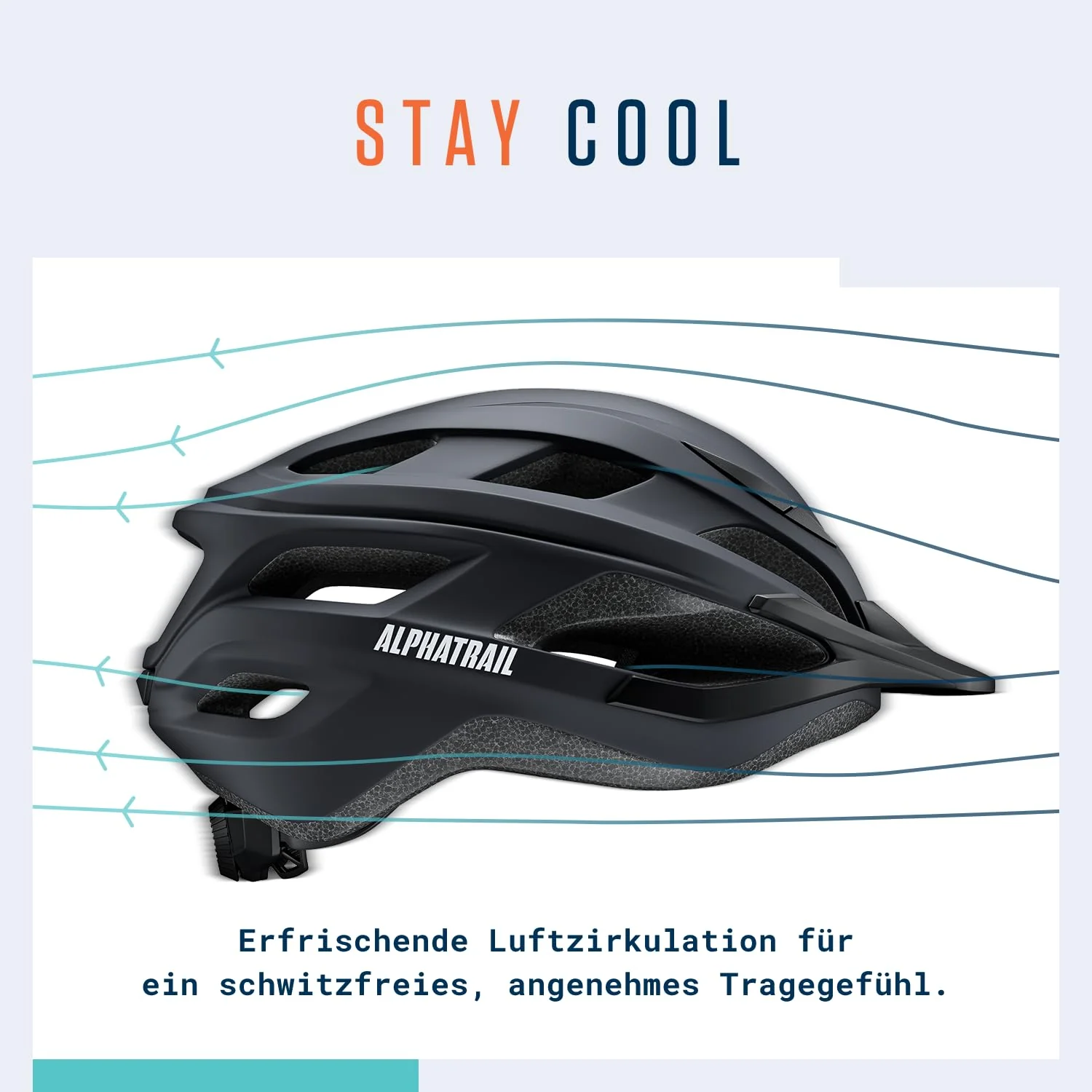 Alphatrail Fahrradhelm Ben - Sicher, Komfortabel & Leicht - Größe 55-61cm Schwarz - Allround, MTB, Trekking, City & E-Bike - Atmungsaktiver Fahrrad Helm Damen & Herren mit Insektenschutz, Kinnpolster - Image 6