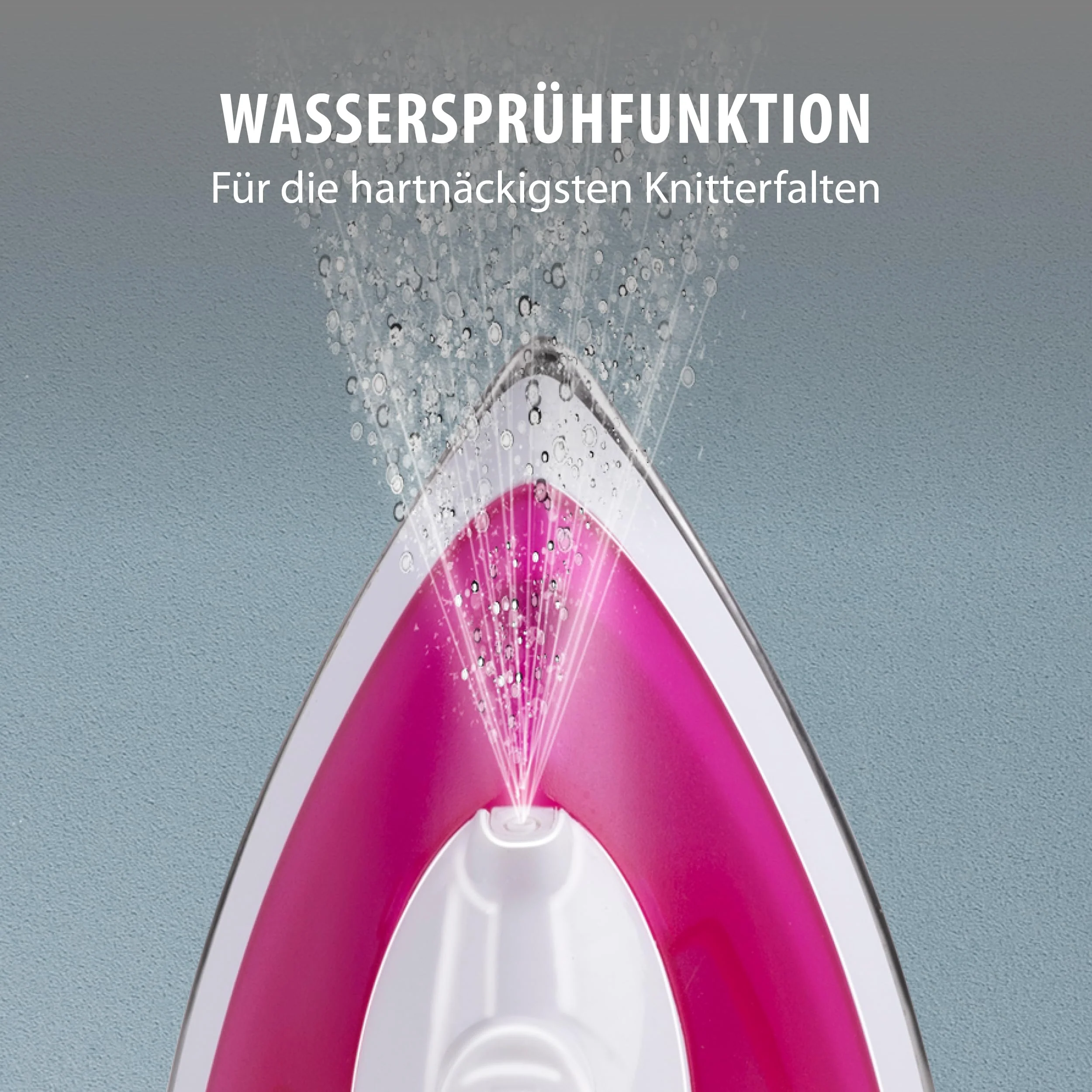 alpina Dampfbügeleisen - Dampfglätter 2000W - Bügeleisen mit Dampf- und Wassersprühfunktion - Einstellbare Temperatur und Wassertank 120ml - Edelstahlsohle - Rosa/Weiß - Image 4