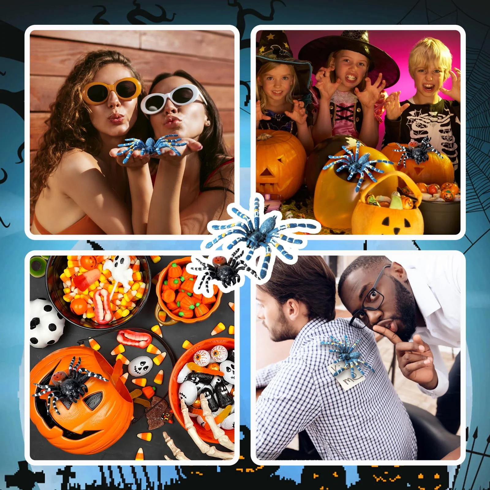 Amaxiu Halloween Streich Spinnenfiguren, 2 Stück Riesige Realistische Spinnen Action Modelle Kunststoff Tier Fake lebensechte gruselige für Halloween Requisiten Veranda Spukhaus Partyzubehör - Image 2