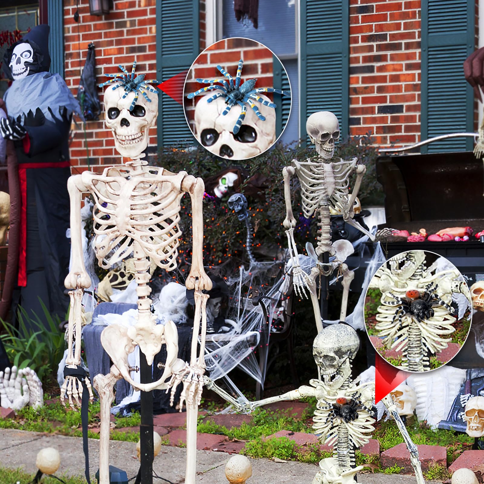 Amaxiu Halloween Streich Spinnenfiguren, 2 Stück Riesige Realistische Spinnen Action Modelle Kunststoff Tier Fake lebensechte gruselige für Halloween Requisiten Veranda Spukhaus Partyzubehör - Image 5