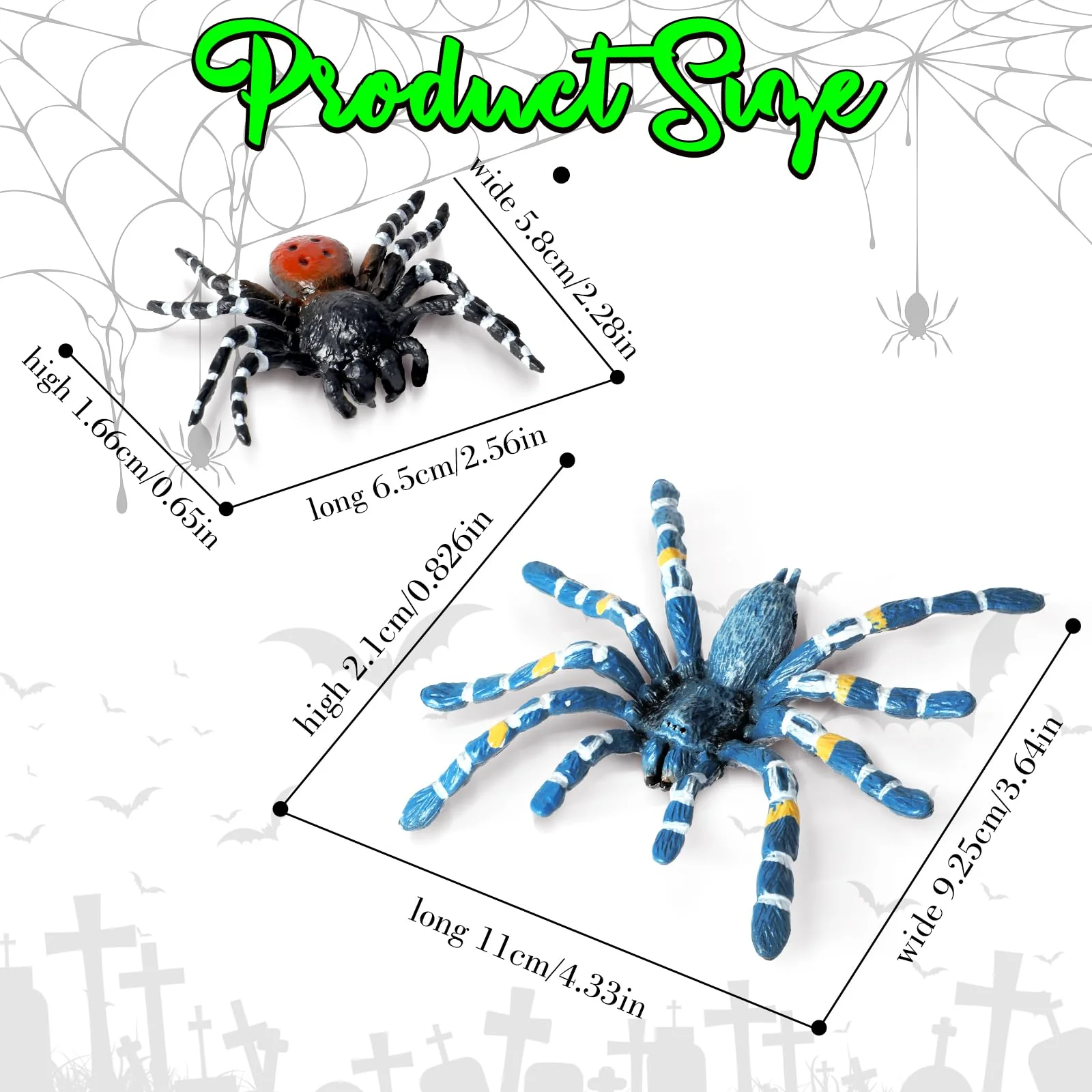 Amaxiu Halloween Streich Spinnenfiguren, 2 Stück Riesige Realistische Spinnen Action Modelle Kunststoff Tier Fake lebensechte gruselige für Halloween Requisiten Veranda Spukhaus Partyzubehör - Image 7