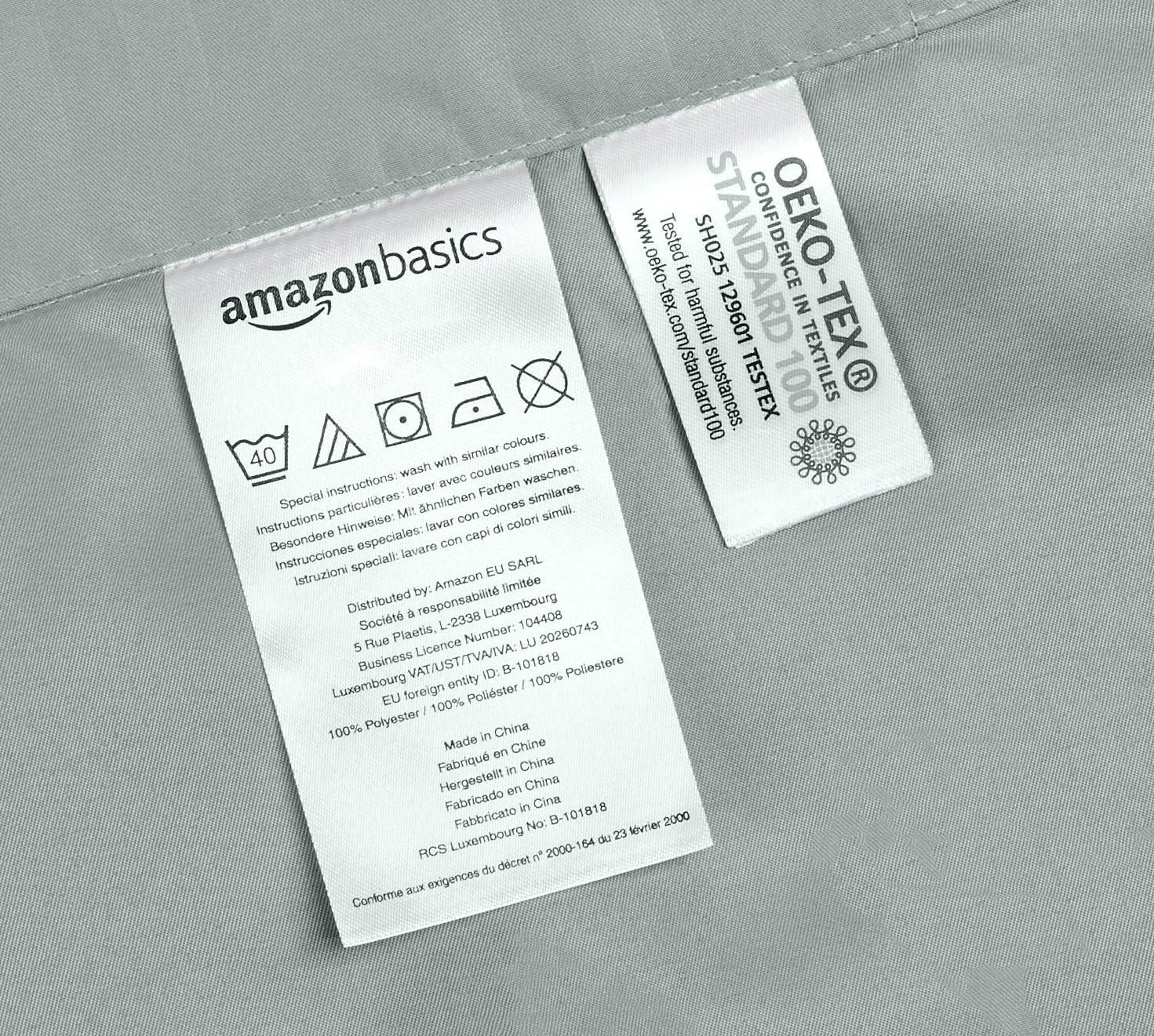 Amazon Basics 2Stück Deluxe-Bettwäsche-Set aus Mikrofaser, 135 x 200 cm, dunkelgrau, Gestreift - Image 4