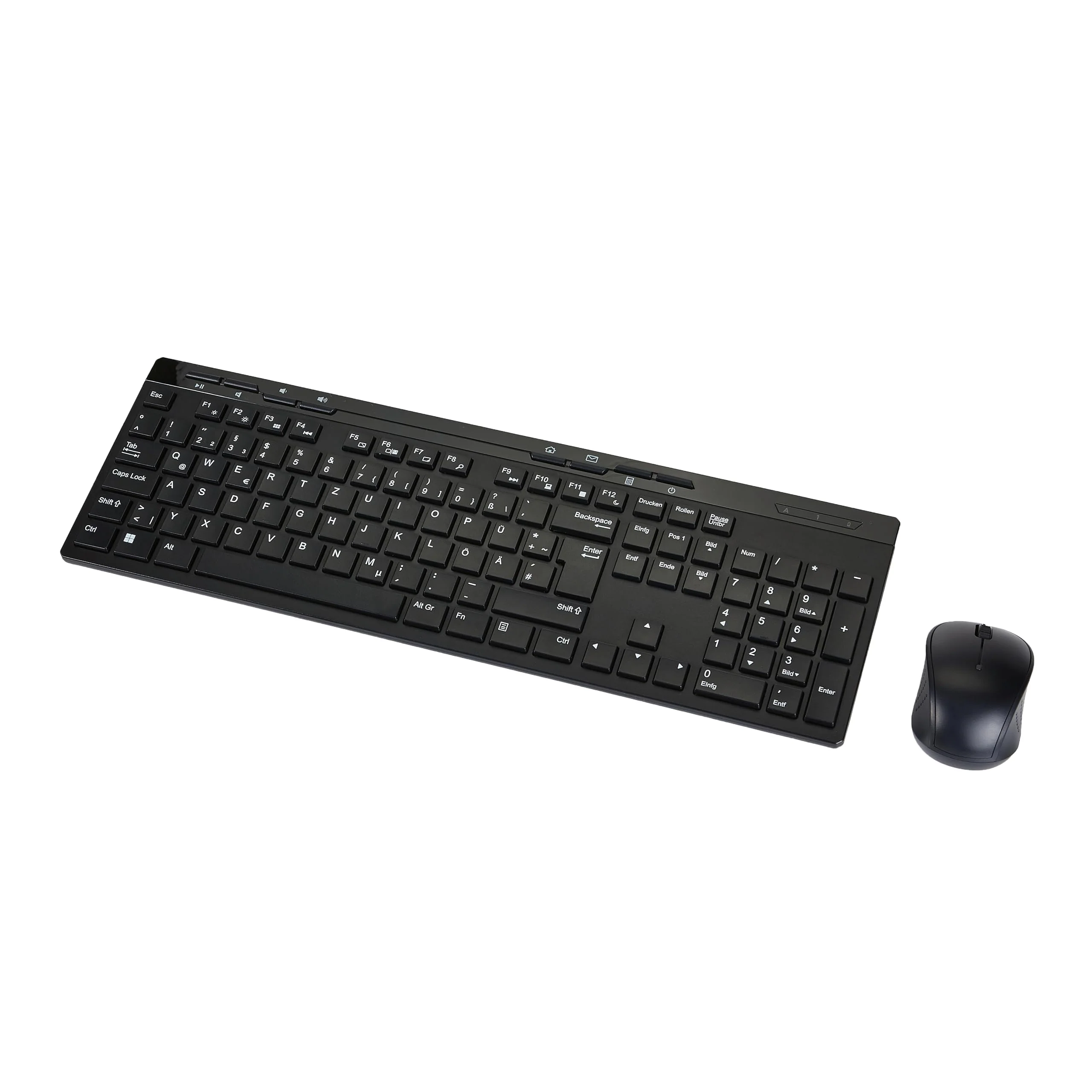 Amazon Basics – Tastatur-Maus-Set, volle Größe, kabellos, USB-Empfänger mit 2,4 GHz, DE-Layout, schwarz - Image 2