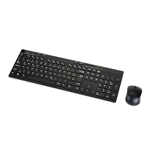Amazon Basics – Tastatur-Maus-Set, volle Größe, kabellos, USB-Empfänger mit 2,4 GHz, DE-Layout, schwarz - Image 3