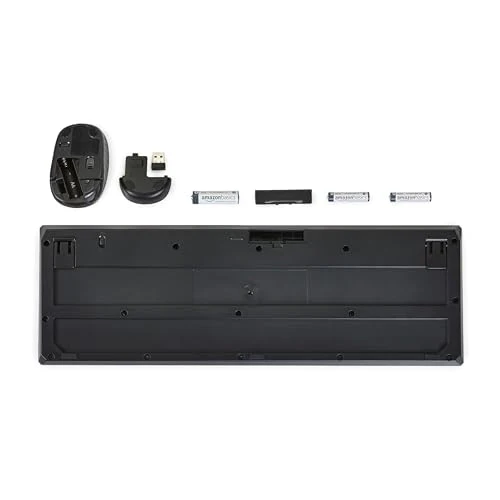 Amazon Basics – Tastatur-Maus-Set, volle Größe, kabellos, USB-Empfänger mit 2,4 GHz, DE-Layout, schwarz - Image 5
