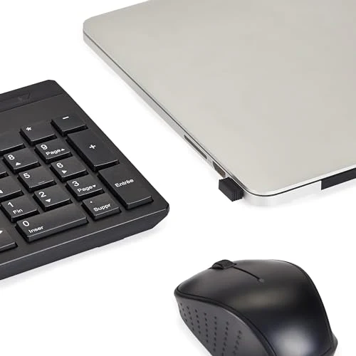 Amazon Basics – Tastatur-Maus-Set, volle Größe, kabellos, USB-Empfänger mit 2,4 GHz, DE-Layout, schwarz - Image 6
