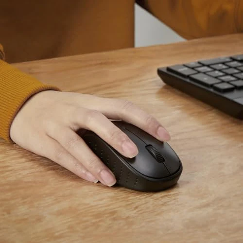 Amazon Basics – Tastatur-Maus-Set, volle Größe, kabellos, USB-Empfänger mit 2,4 GHz, DE-Layout, schwarz - Image 9