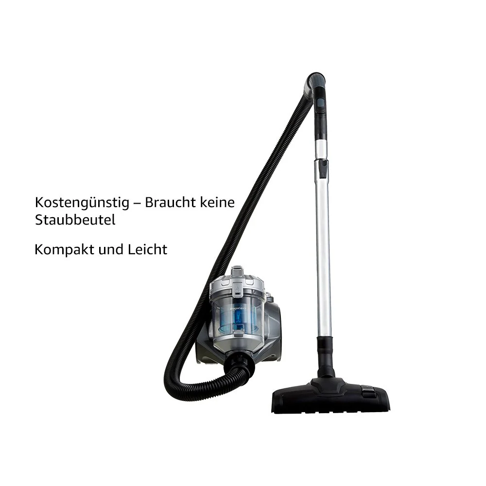 Amazon Basics – Zylinder-Staubsauger, leistungsstark, kompakt und leicht, ohne Beutel, für Hart- und Teppichböden, HEPA-Filter, 700 W, 1,5 l, EU, Schwarz/Blau - Image 2
