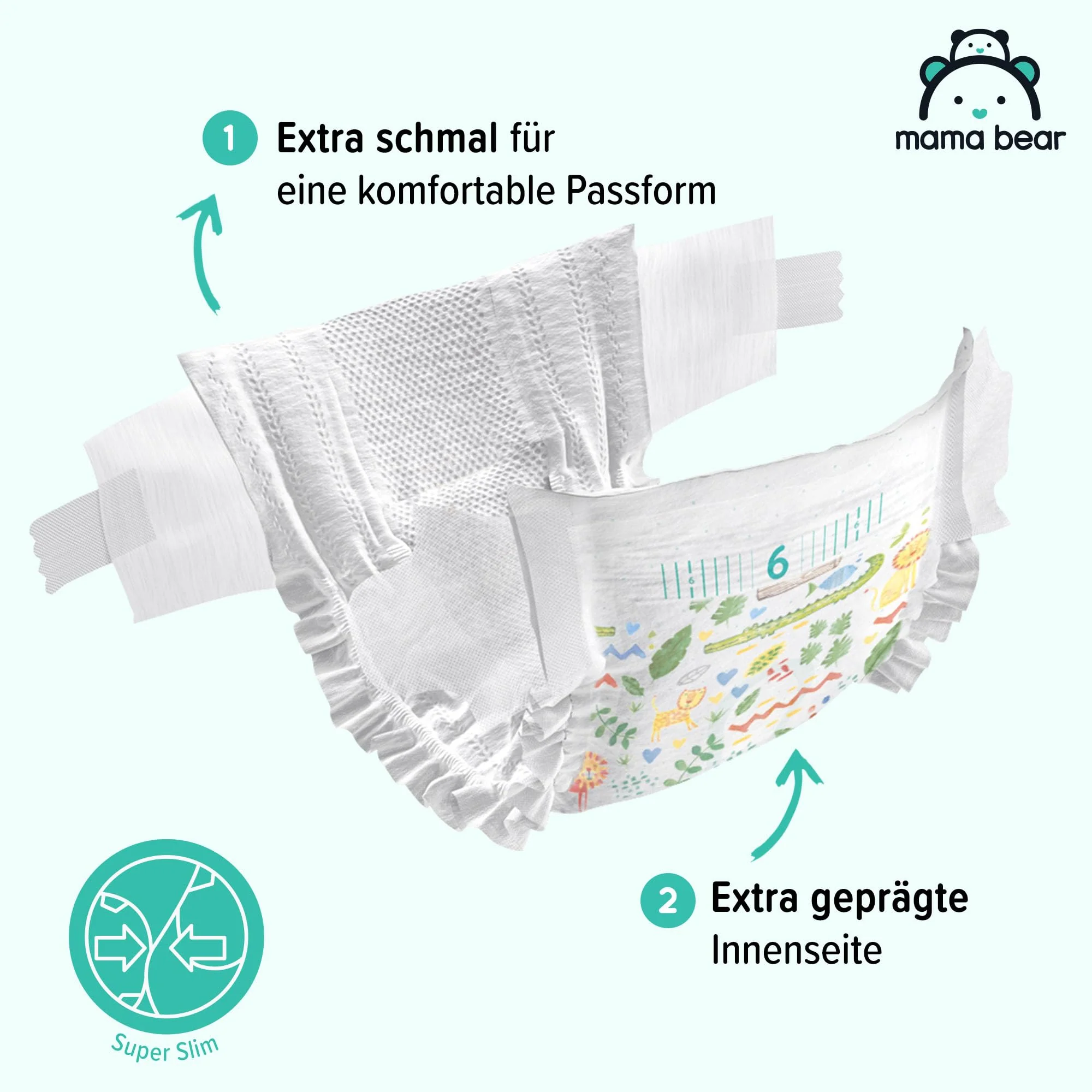 Amazon-Marke: Mama Bear Ultra Dry Windeln Größe 6 (15+ kg) - MONATSBOX, Weiß, 140 Stück (2 Packungen mit 70) - Image 7