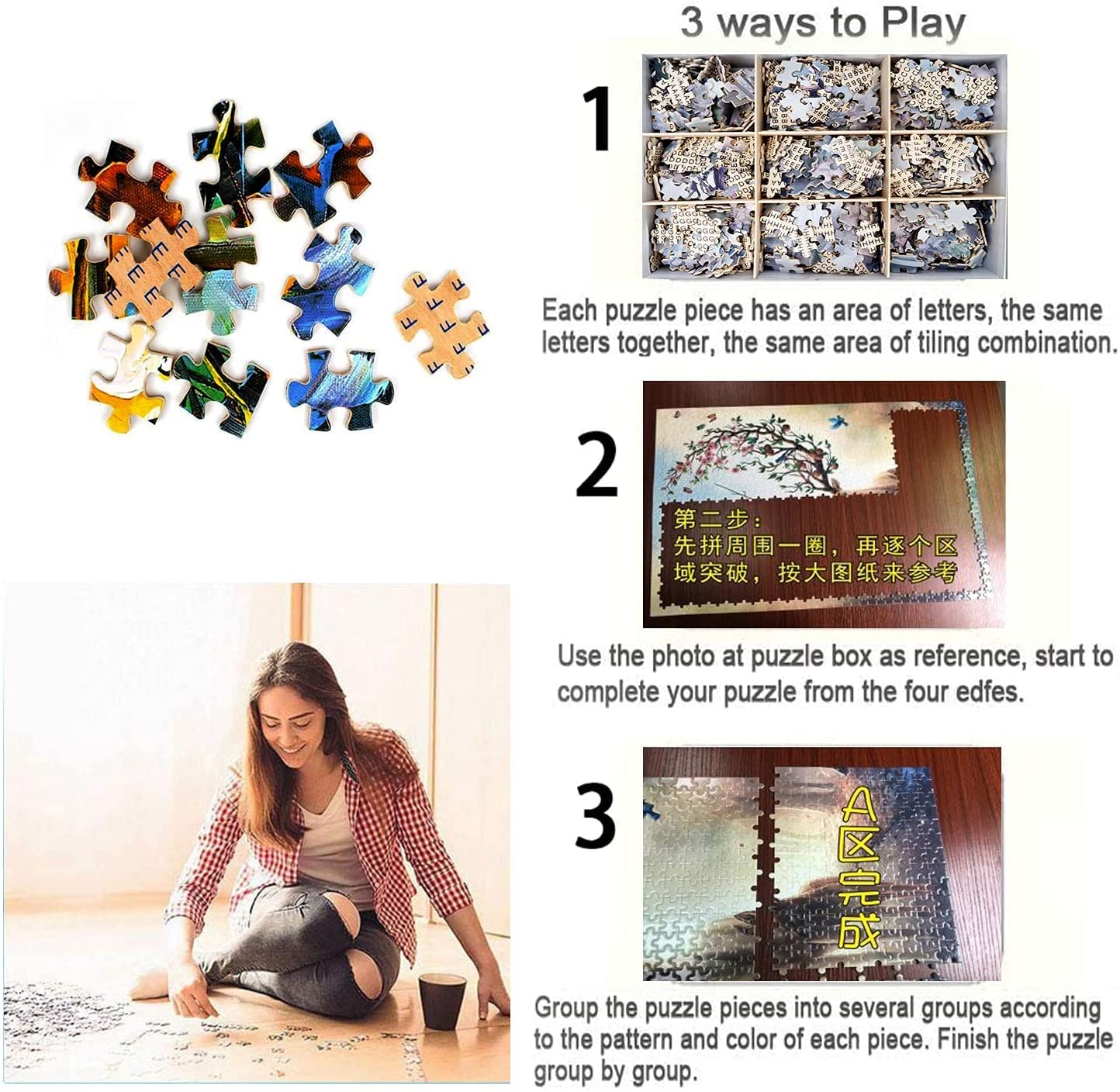 AMCJJ Puzzle1000 Teile, Holzpuzzles 75 x 50 cm,Puzzle für Erwachsene und Kinder ab 12 Jahren,Wunderland - Image 4