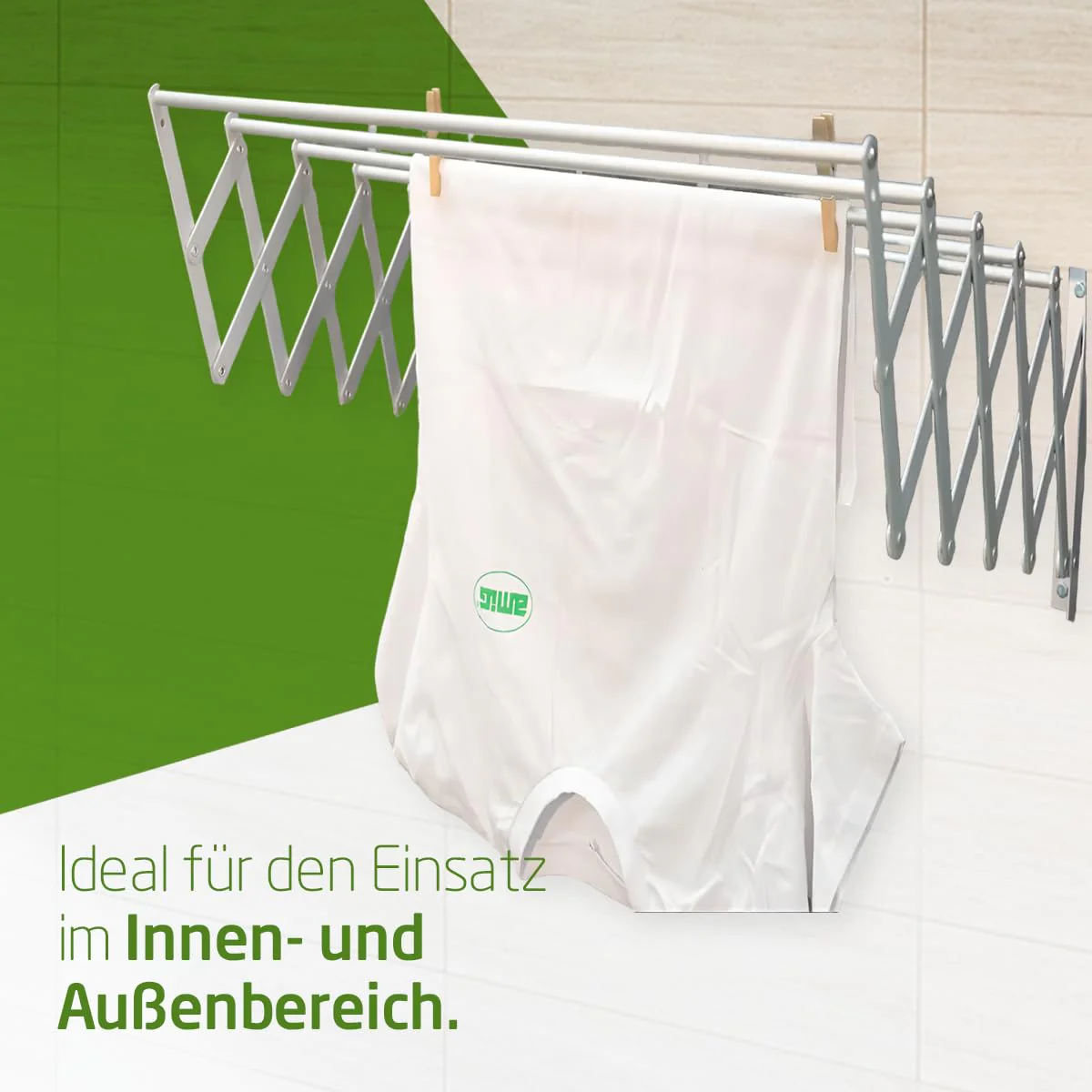 Amig – Wäscheständer Ausziehbar Für die Wand | hochbeständiges Aluminium | Edelstahlschrauben | Für Drinnen und Draußen | Einfache Installation | Maße: 100x14x3 cm - Image 11