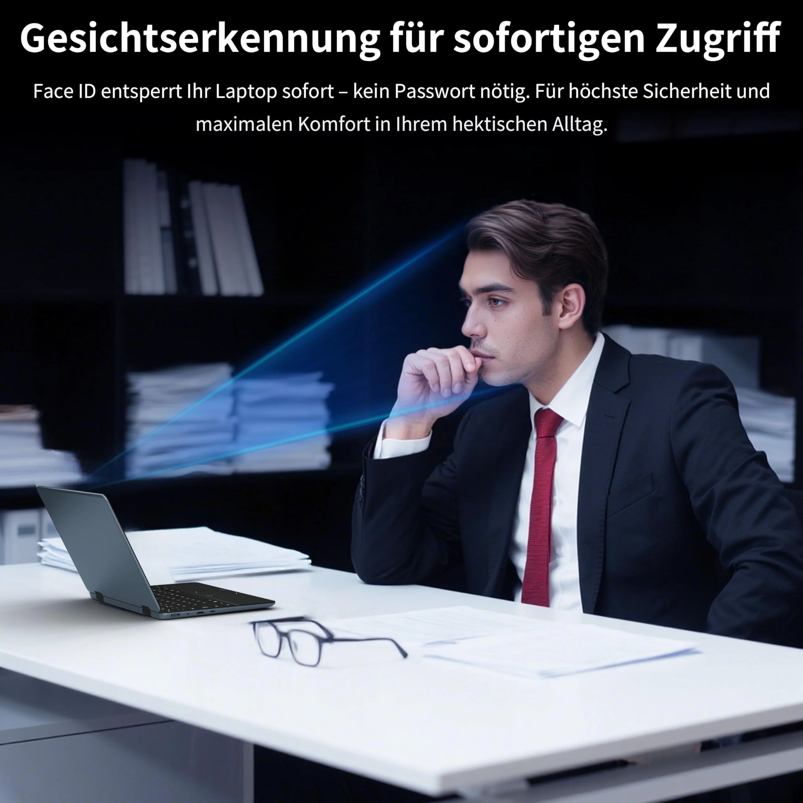 Amita 11" 2-in-1 Touchscreen Rosa Laptop, N100 Quad-Core Prozessor, 16GB RAM 512GB SSD, Gesichtserkennung, FHD IPS, 360° Klappbar (Grau, 16GB RAM | 512GB SSD) - Image 2