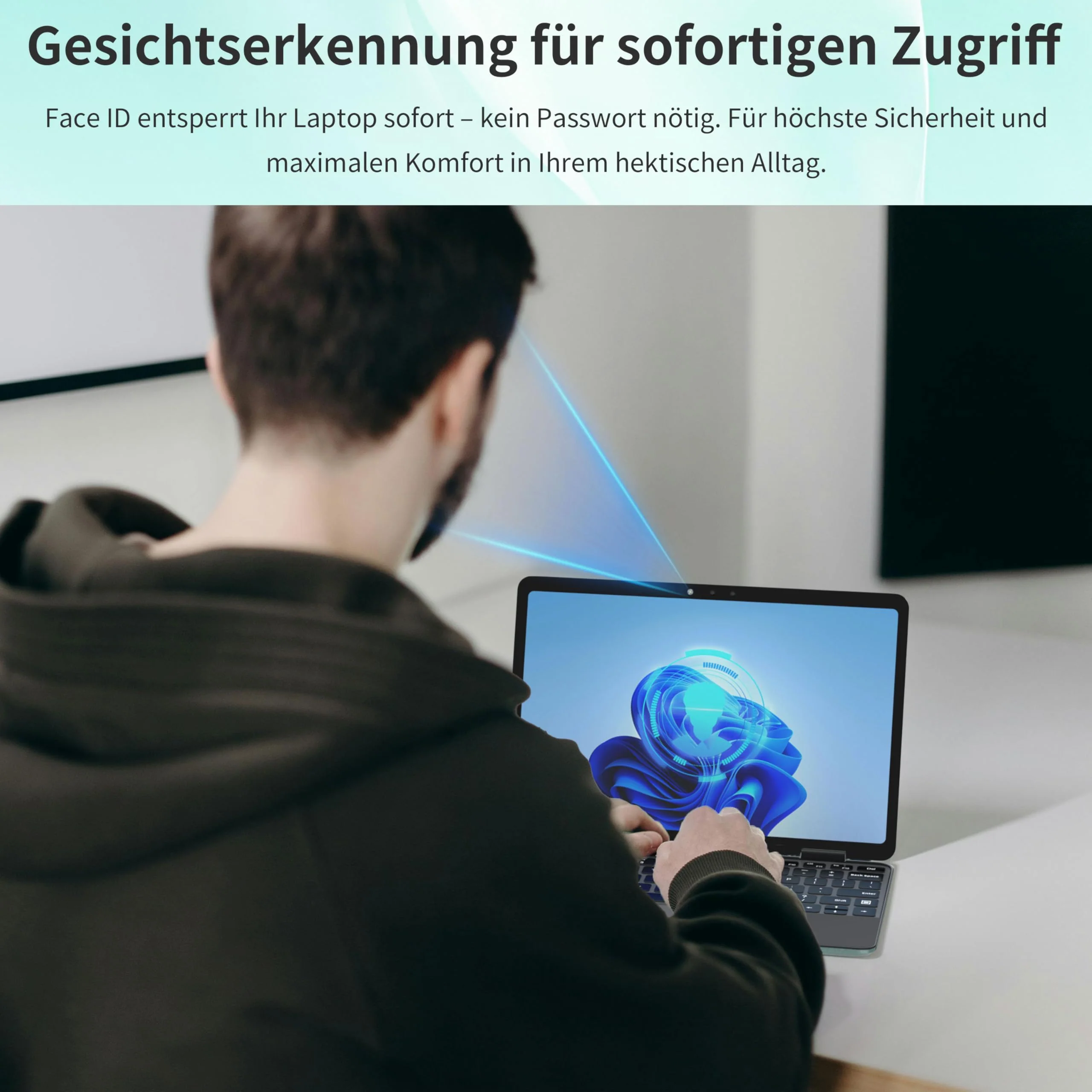 Amita 11" 2-in-1 Touchscreen Rosa Laptop, N100 Quad-Core Prozessor, 16GB RAM 512GB SSD, Gesichtserkennung, FHD IPS, 360° Klappbar (Grün, 16GB RAM | 512GB SSD) - Image 2