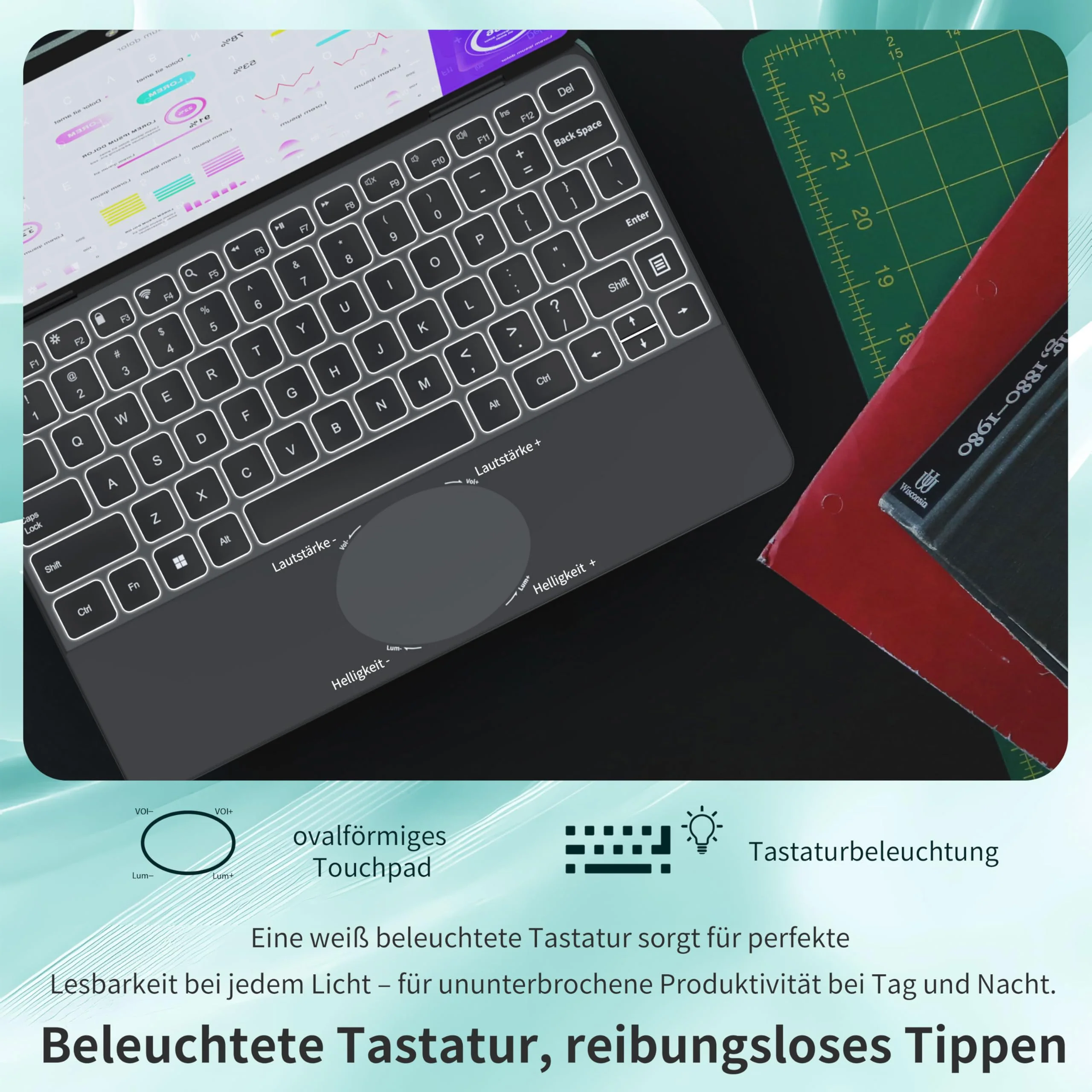 Amita 11" 2-in-1 Touchscreen Rosa Laptop, N100 Quad-Core Prozessor, 16GB RAM 512GB SSD, Gesichtserkennung, FHD IPS, 360° Klappbar (Grün, 16GB RAM | 512GB SSD) - Image 4