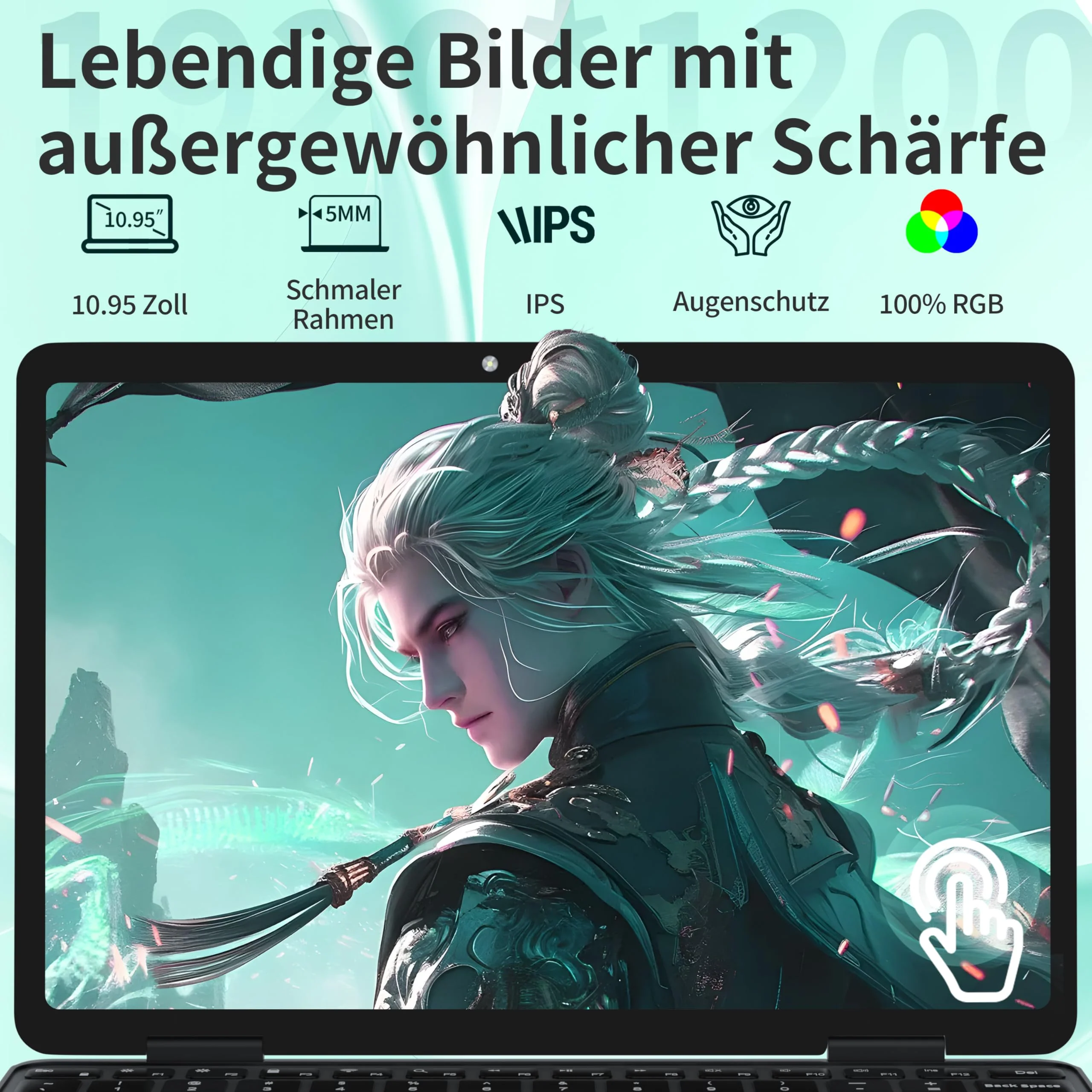 Amita 11" 2-in-1 Touchscreen Rosa Laptop, N100 Quad-Core Prozessor, 16GB RAM 512GB SSD, Gesichtserkennung, FHD IPS, 360° Klappbar (Grün, 16GB RAM | 512GB SSD) - Image 5