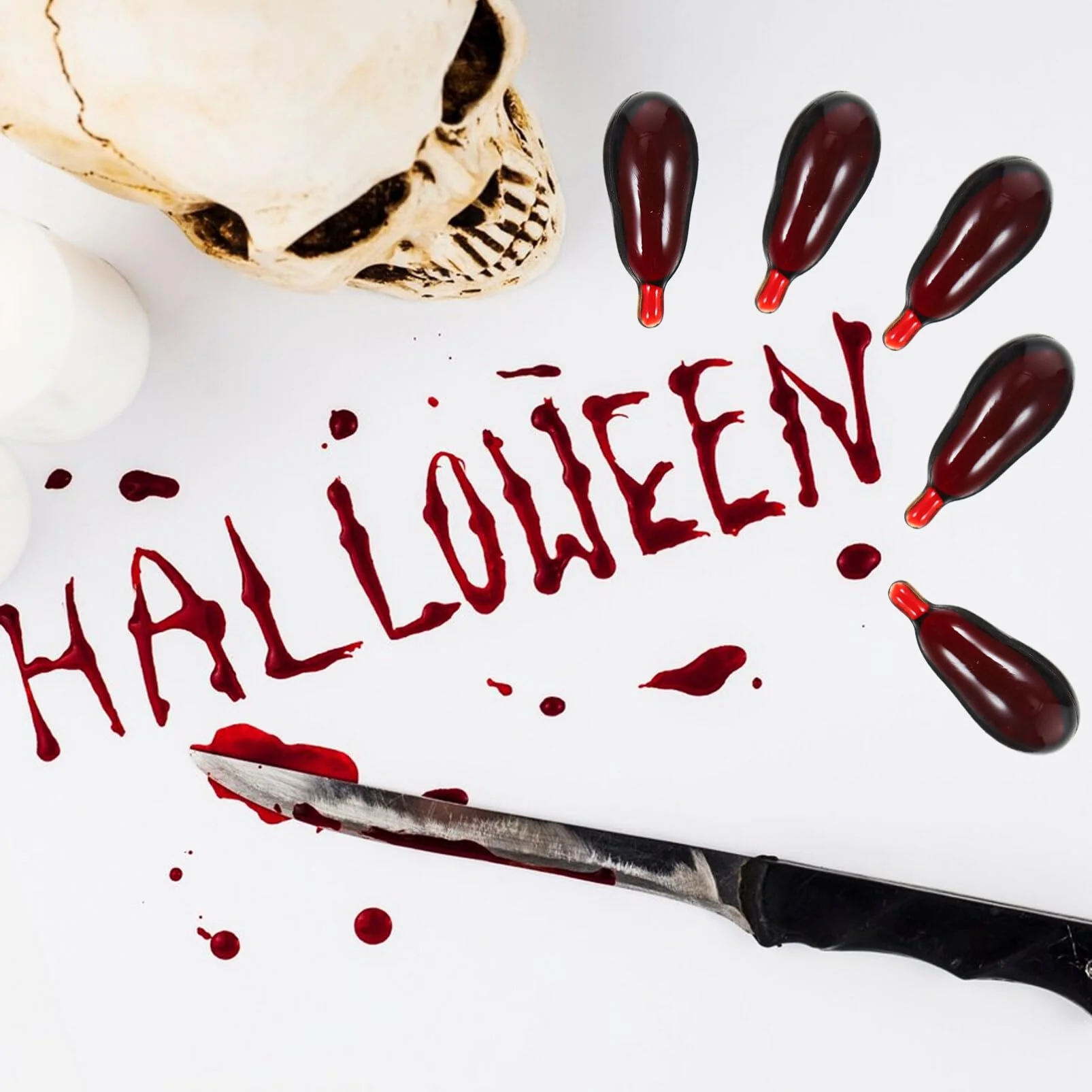 Amosfun Bloody Tool Halloween Blutkapseln Kunstblut Kapseln Aus Plastik Dunkelrot Realistische Blutprop FüR Halloween KostüM Party Dekoration Wiederverwendbar - Image 5