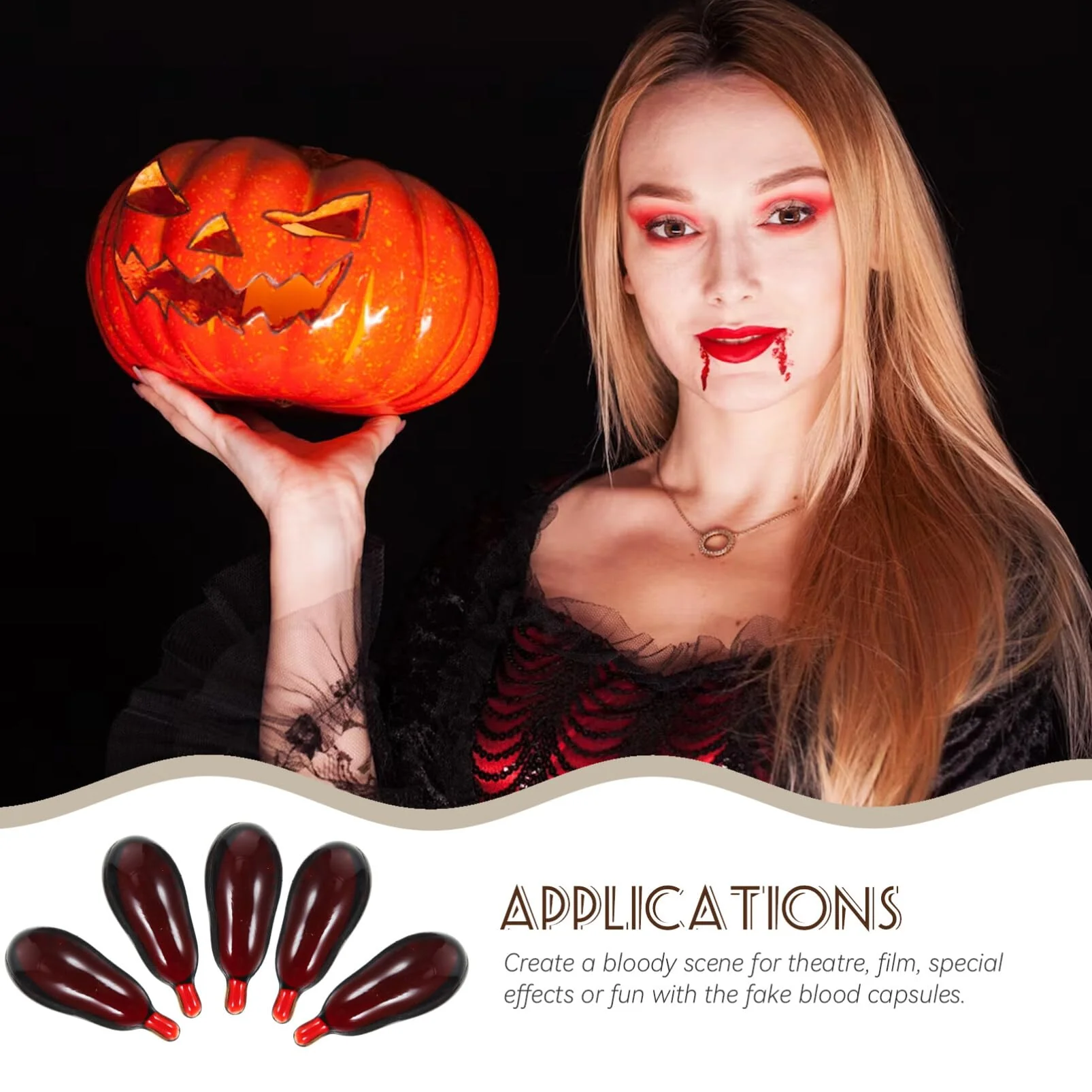 Amosfun Bloody Tool Halloween Blutkapseln Kunstblut Kapseln Aus Plastik Dunkelrot Realistische Blutprop FüR Halloween KostüM Party Dekoration Wiederverwendbar - Image 9