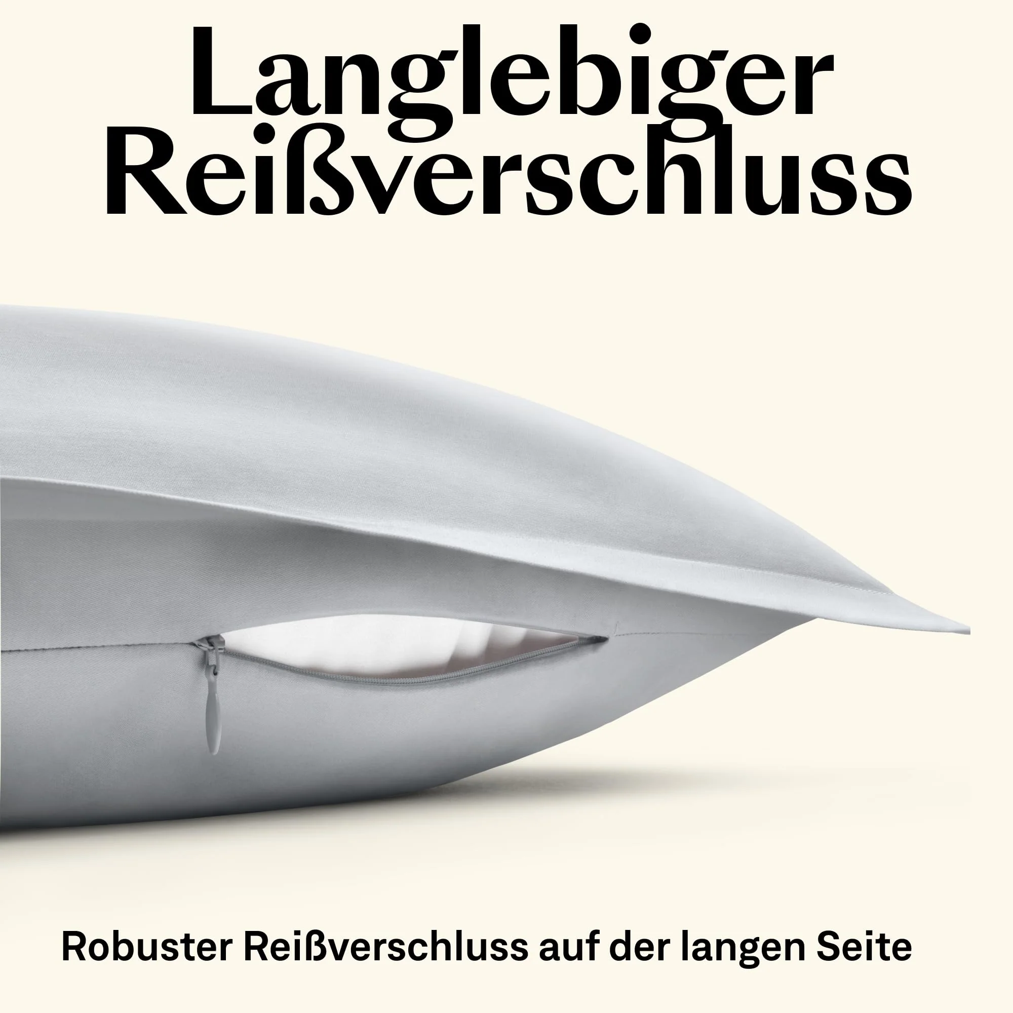 Amqua Mako Satin Kissenbezug (1x) aus ägyptischer Baumwolle 70x90 cm, hellgrau - Image 4